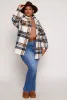 Plus Size Spoon Jeans Brushed Knit Plaid Shacket sold by Rainbow