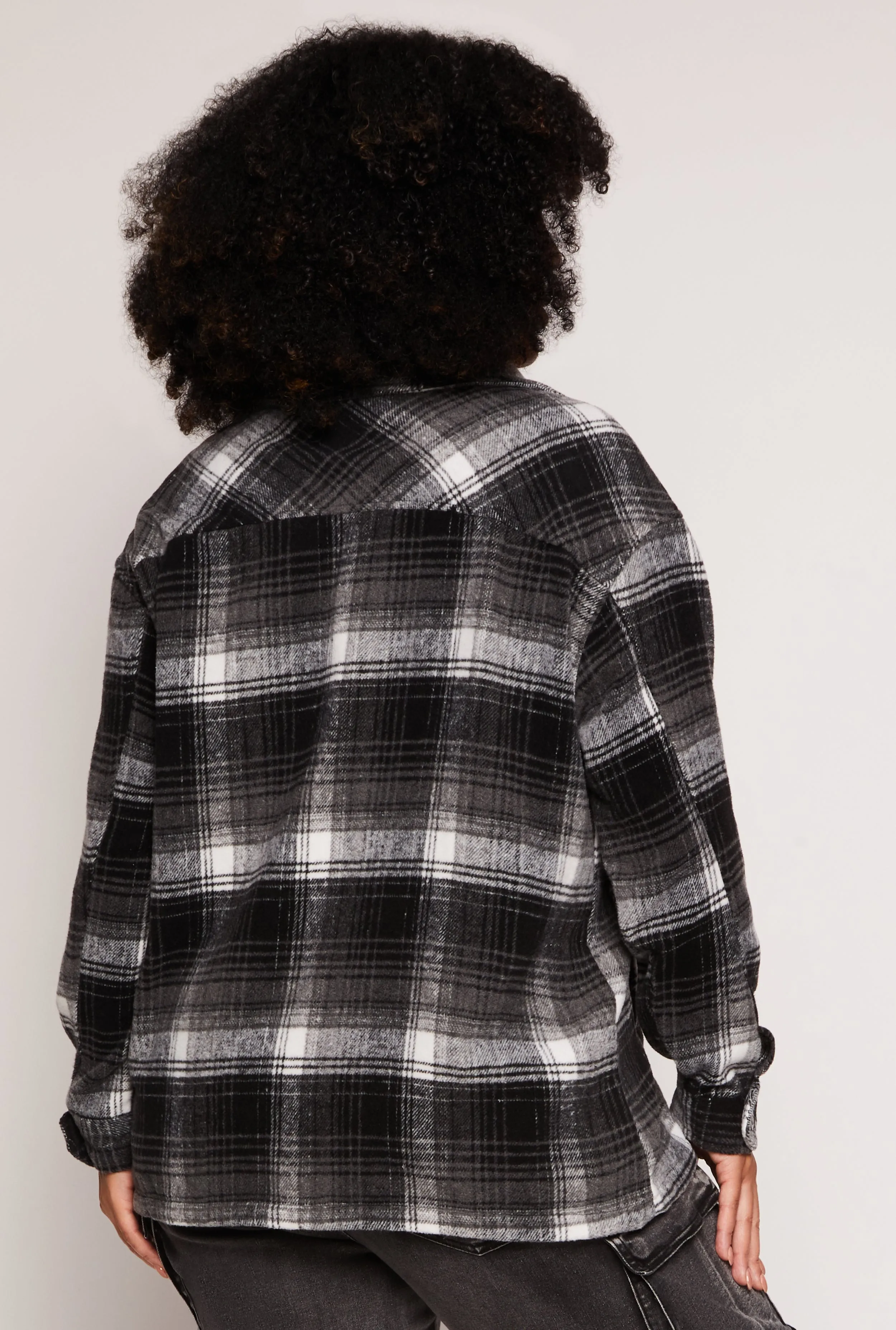 Plus Size Brushed Knit Plaid Shacket sold by Rainbow product image thumbnail 3