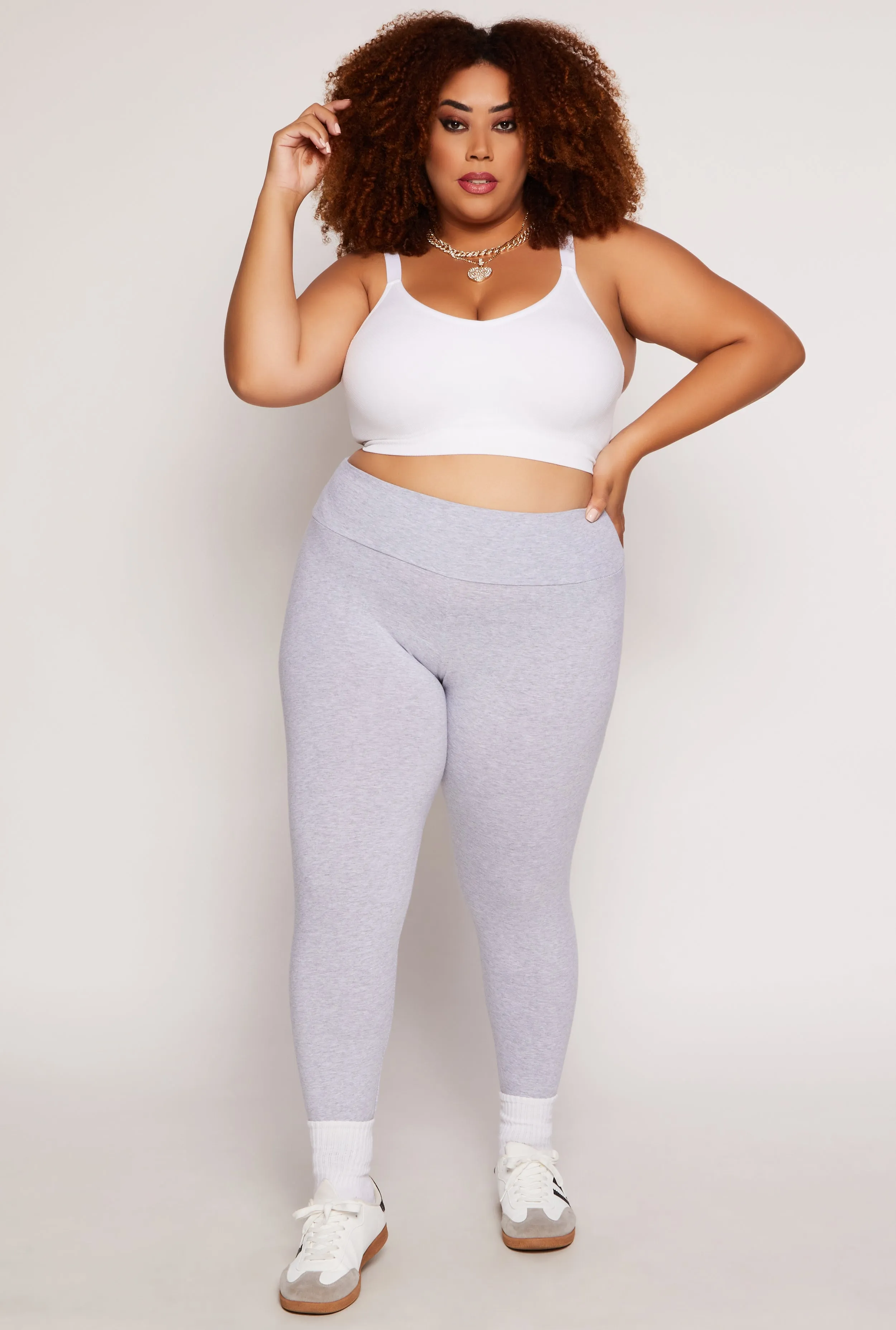 Plus Size Basic Waistband High Waist Leggings sold by Rainbow