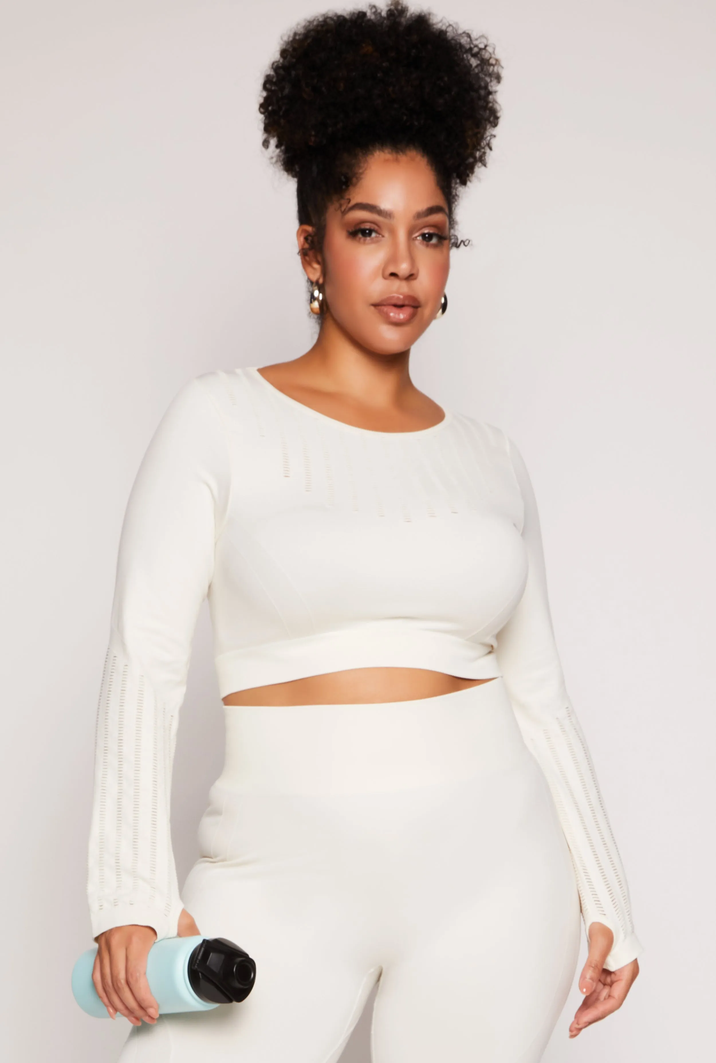 Plus Size Seamless Laser Cut Active Top sold by Rainbow