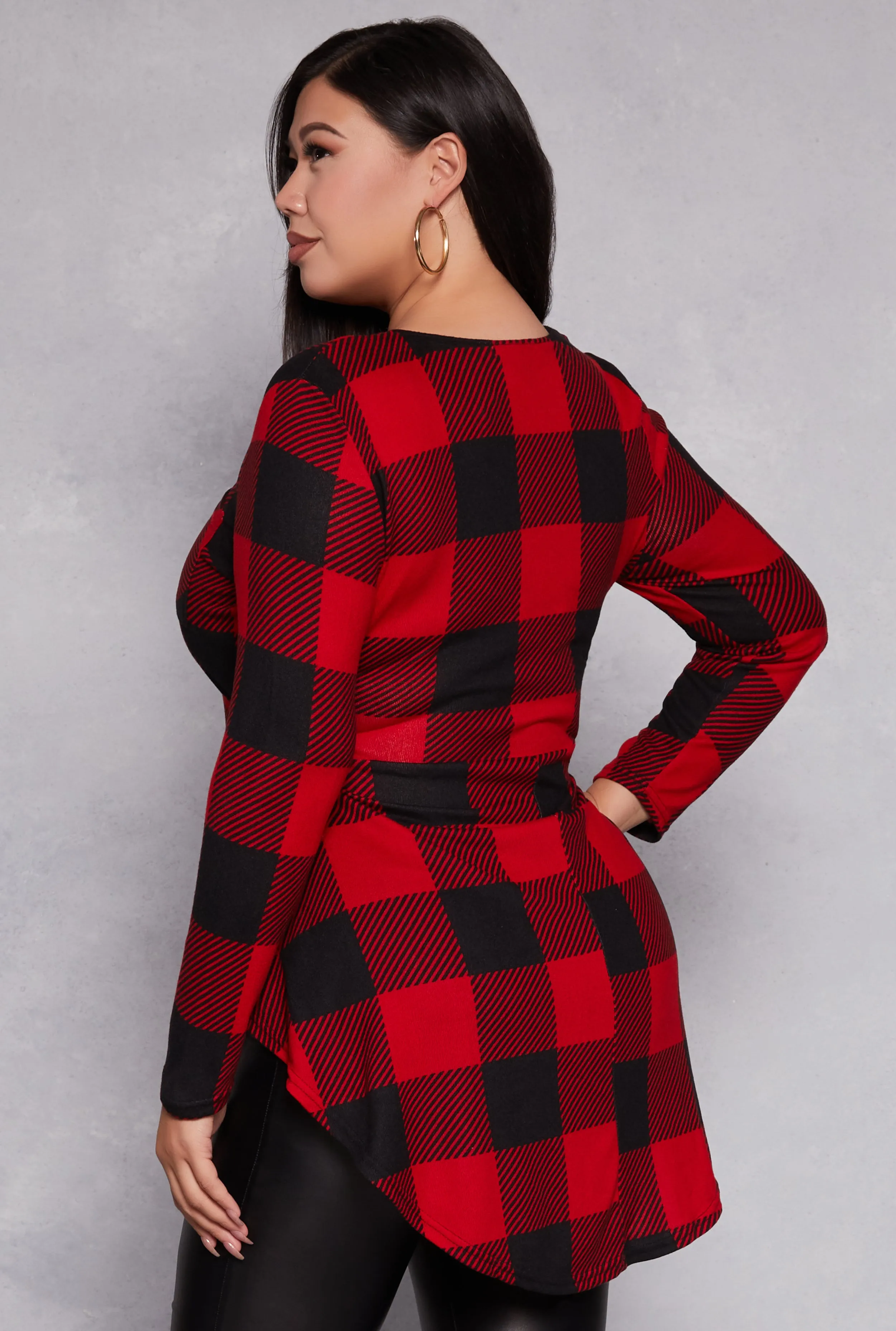 Plus Size Plaid V Neck Tunic Top sold by Rainbow product image thumbnail 3