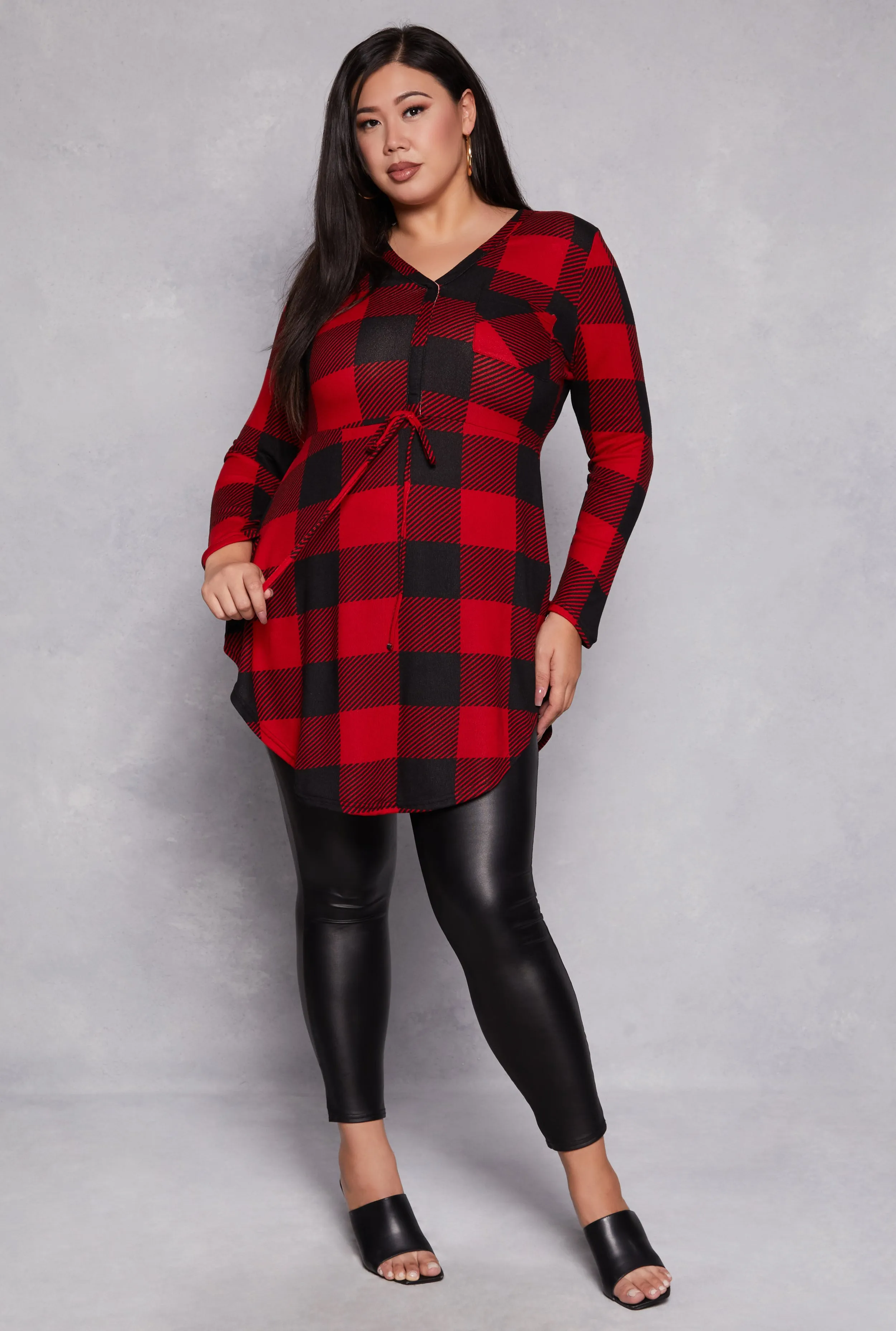 Plus Size Plaid V Neck Tunic Top sold by Rainbow product image thumbnail 2