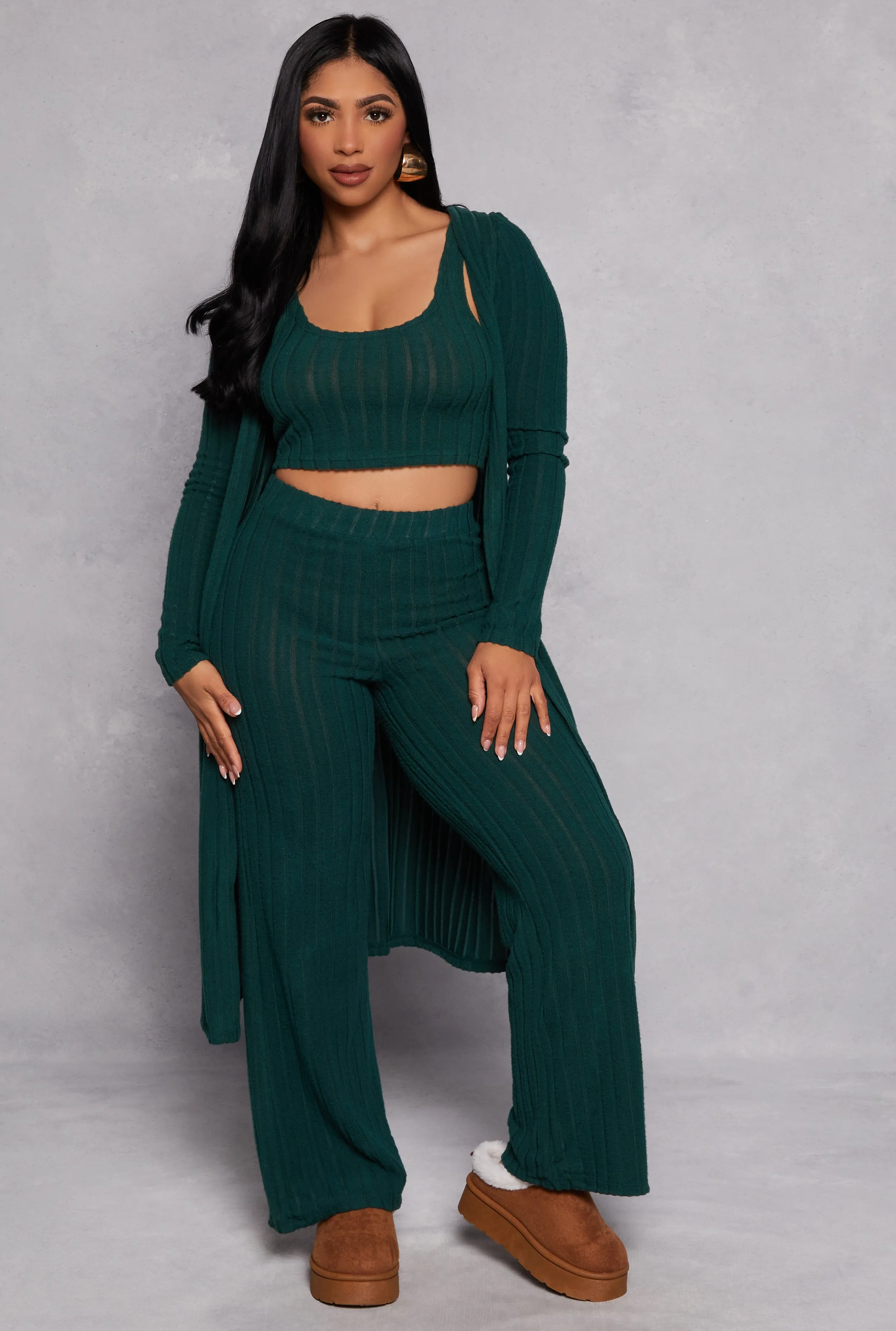 Ribbed Knit Tank Top and Pants with Duster sold by Rainbow