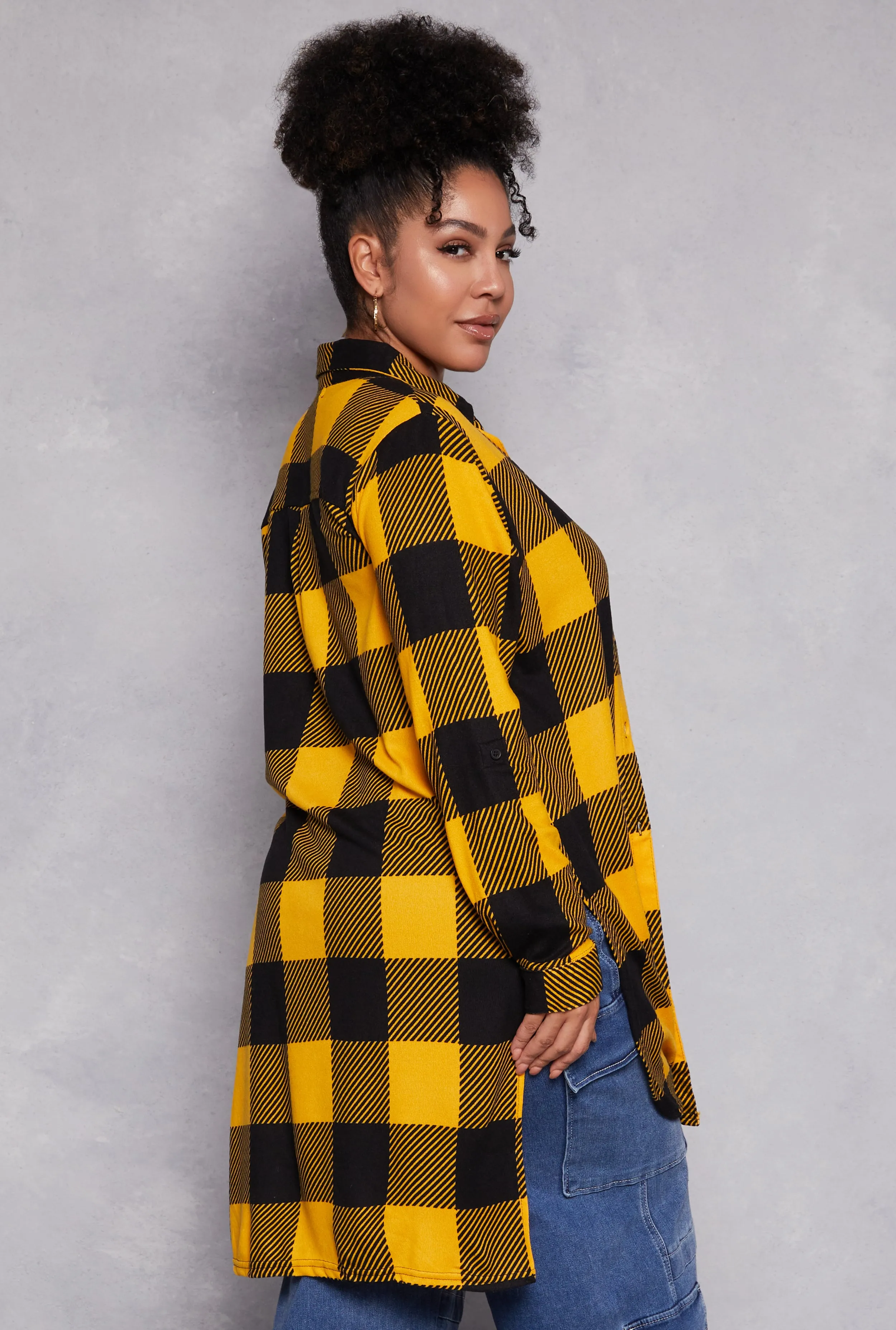 Plus Size Plaid Tie Front High Low Top sold by Rainbow product image thumbnail 3