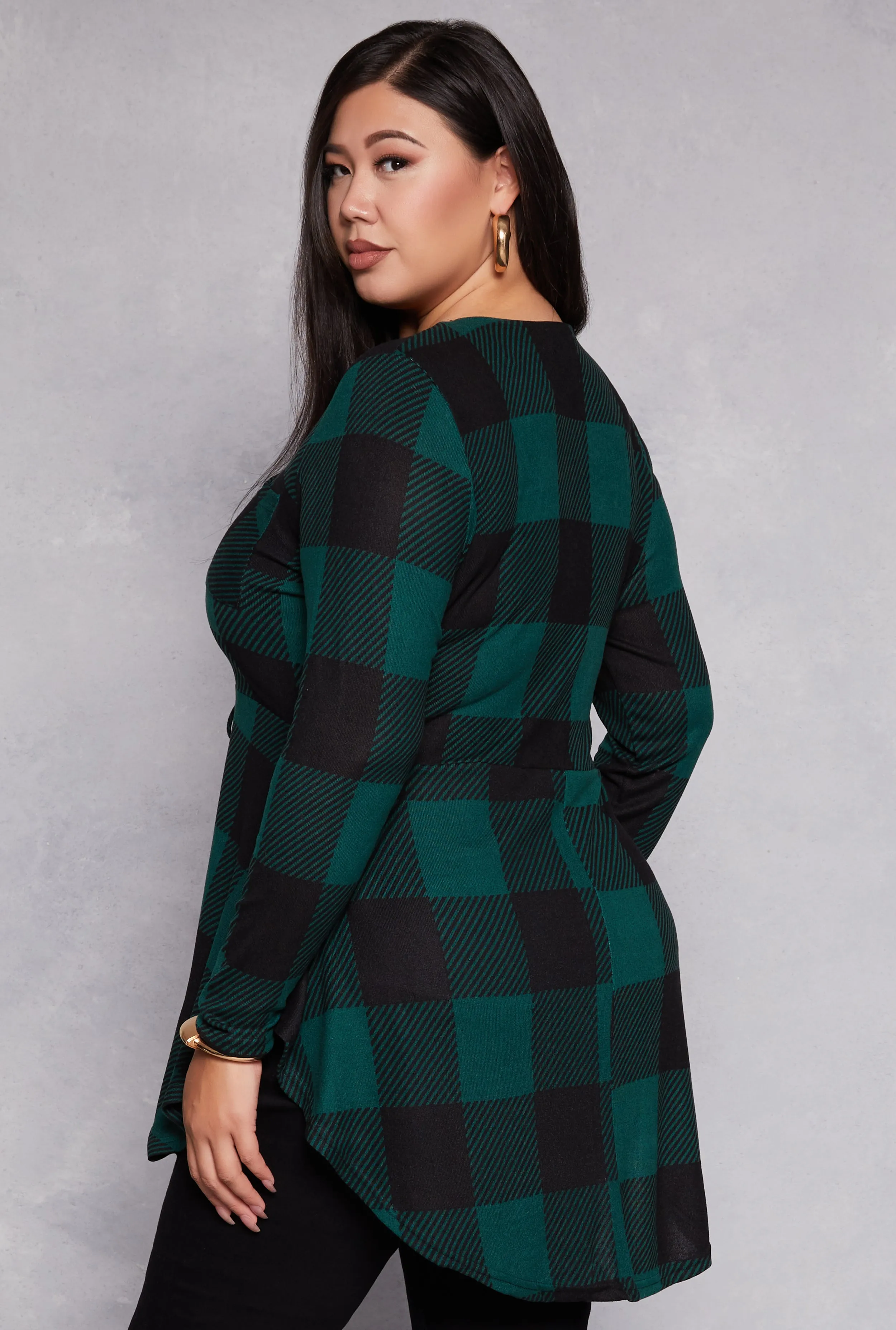 Plus Size Plaid V Neck Tunic Top sold by Rainbow product image thumbnail 3