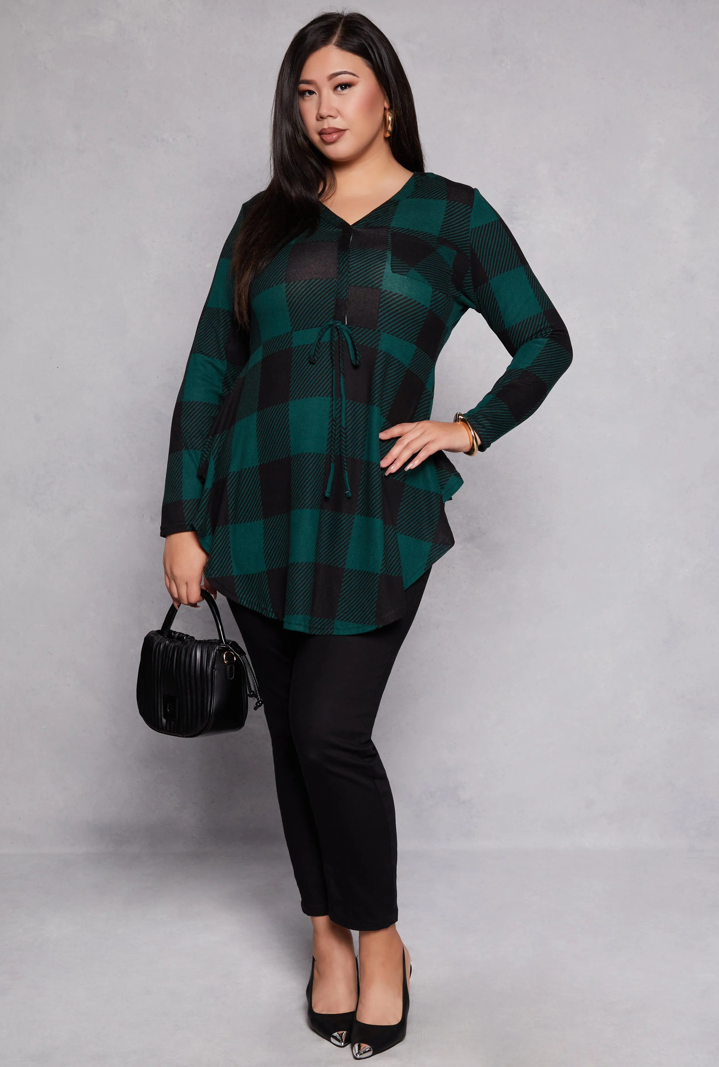 Plus Size Plaid V Neck Tunic Top sold by Rainbow product image thumbnail 2