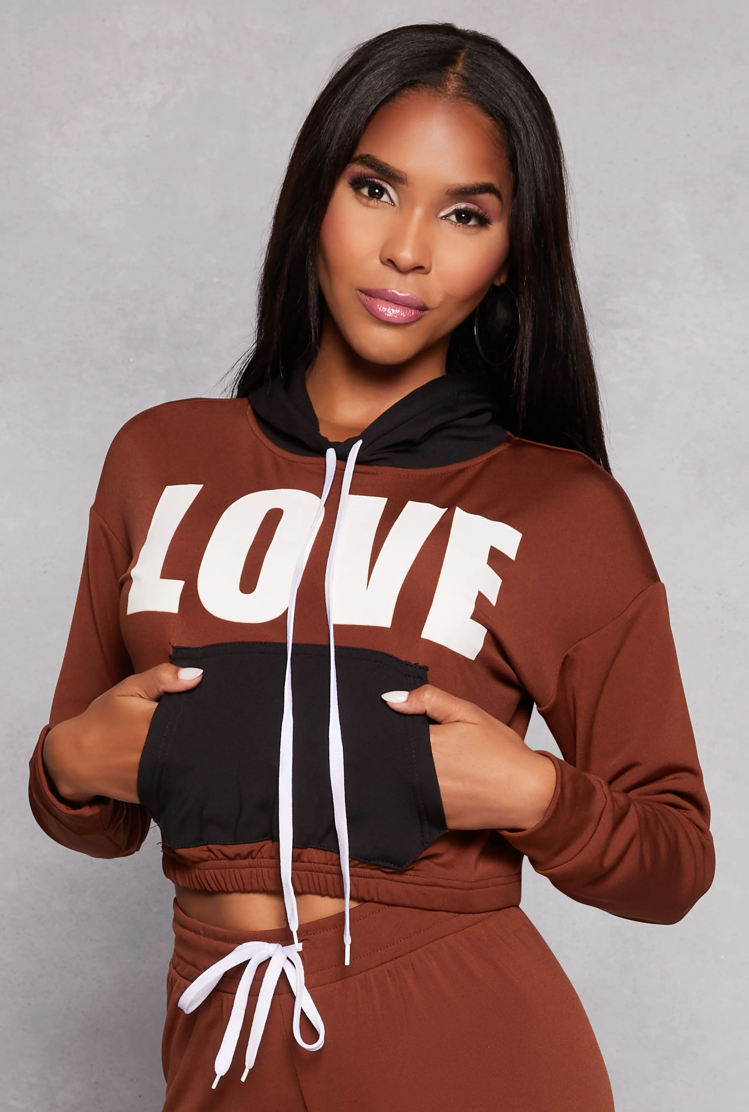 Love Graphic Color Block Pullover Hoodie sold by Rainbow