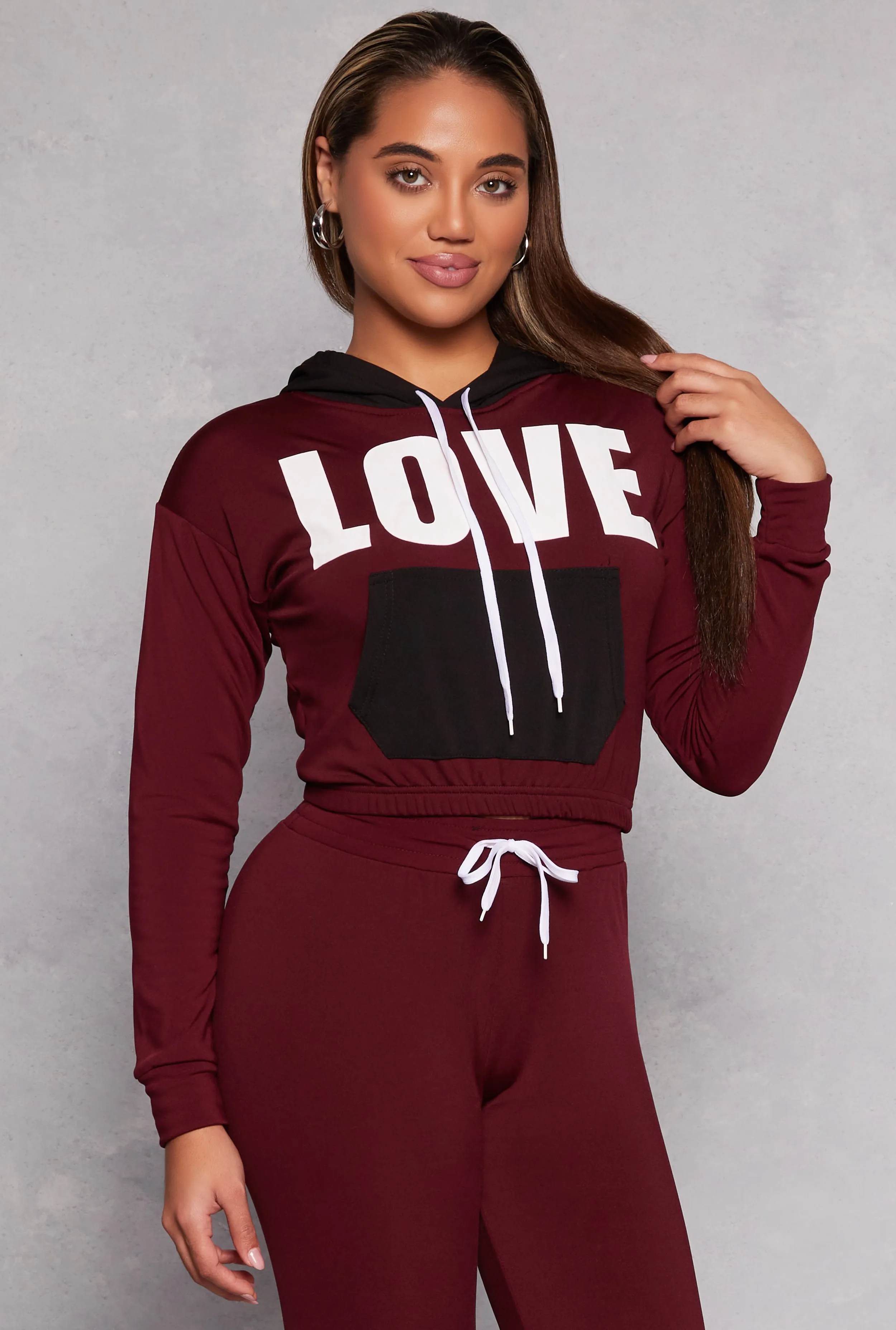 Love Graphic Color Block Pullover Hoodie sold by Rainbow