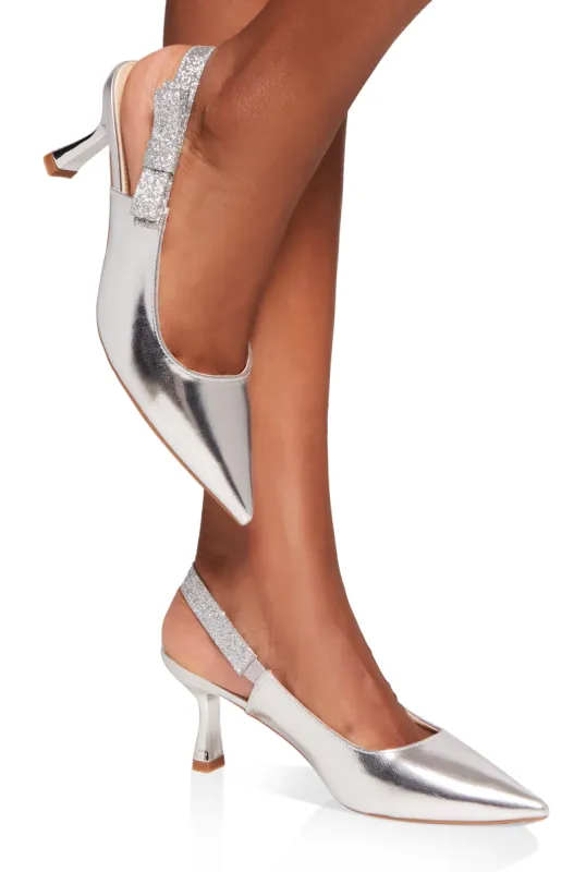 Bow Detail Pointed Toe Slingback Pumps sold by Rainbow