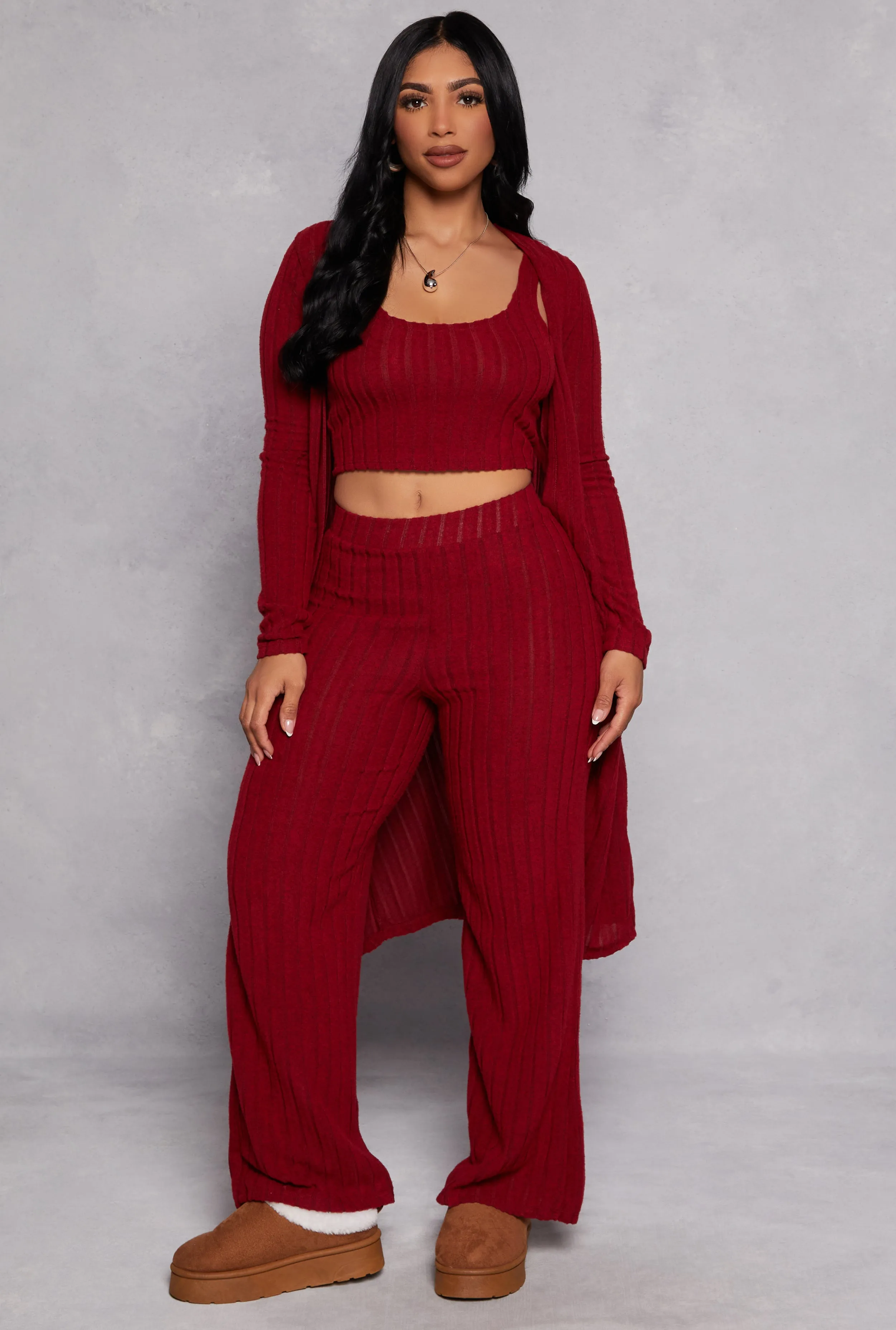 Ribbed Knit Tank Top and Pants with Duster sold by Rainbow