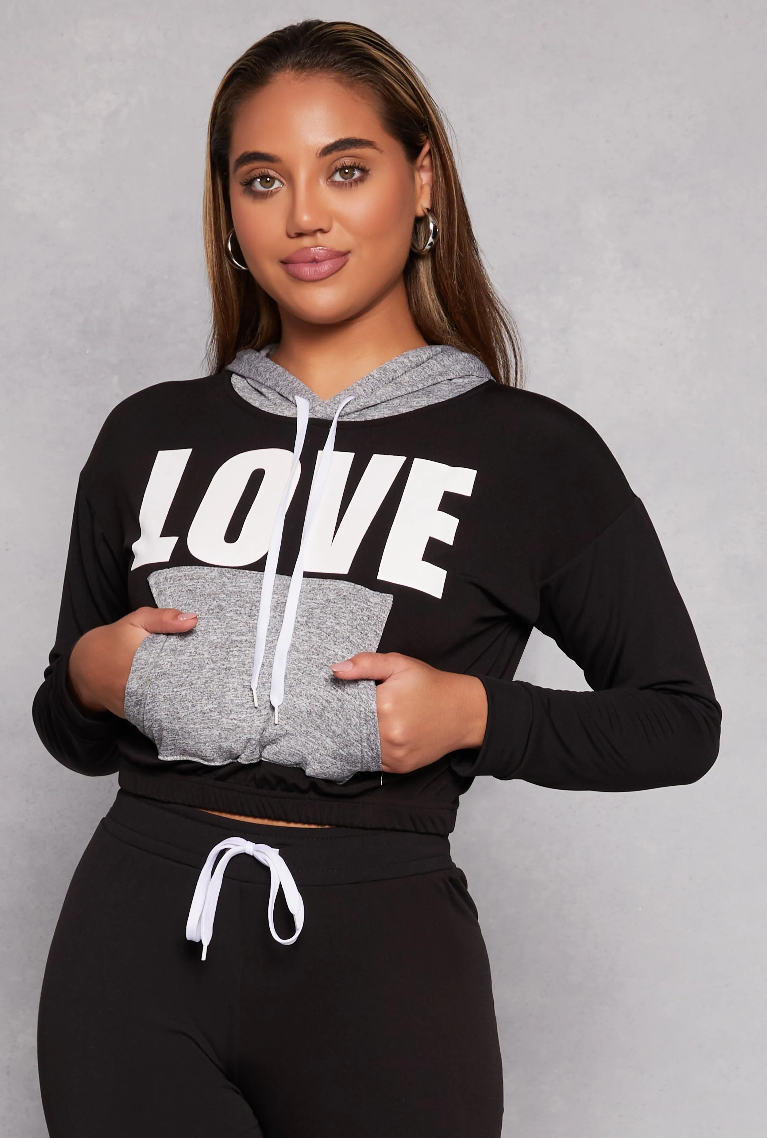 Love Graphic Color Block Pullover Hoodie sold by Rainbow