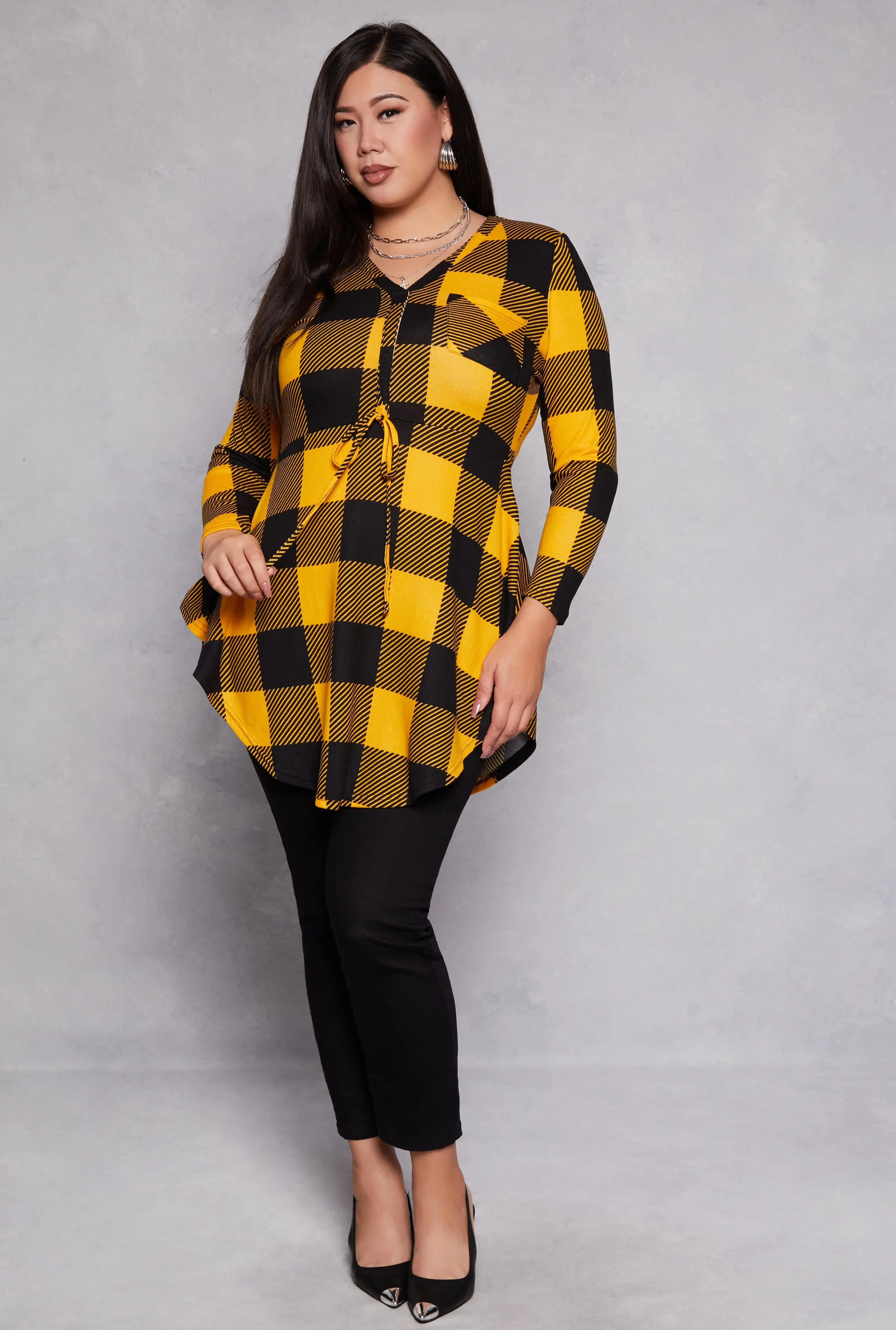 Plus Size Plaid V Neck Tunic Top sold by Rainbow product image thumbnail 2