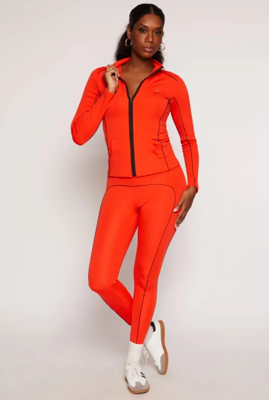 Contrast Piping Wide Waist Active Leggings sold by Rainbow