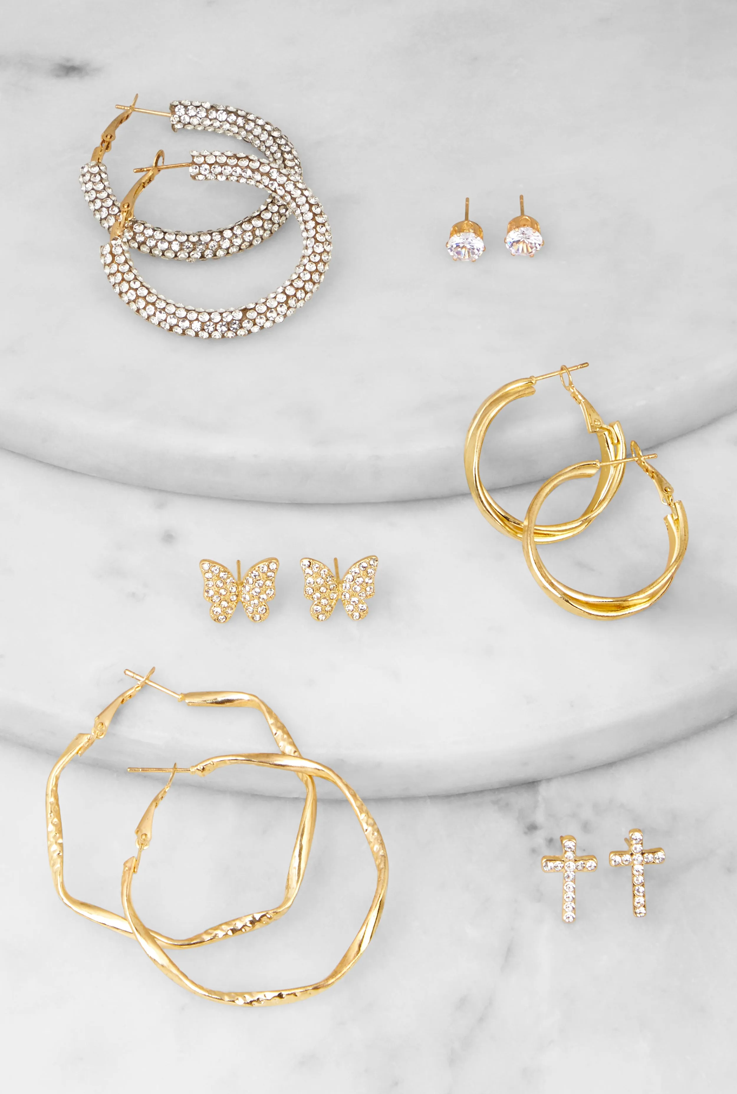 Assorted Stud and Hoop Earrings Set of 6 sold by Rainbow