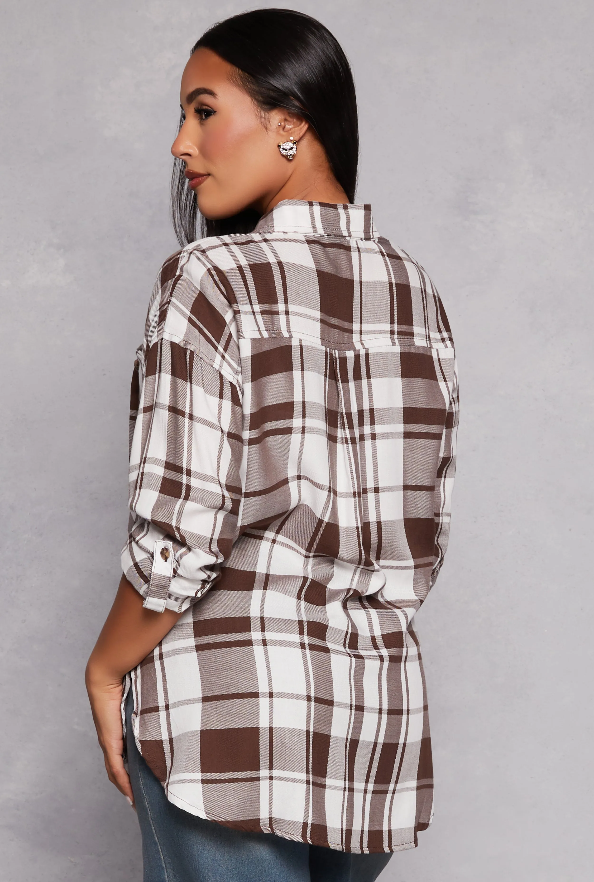 Plaid Button Front Long Sleeve Shirt sold by Rainbow product image thumbnail 3