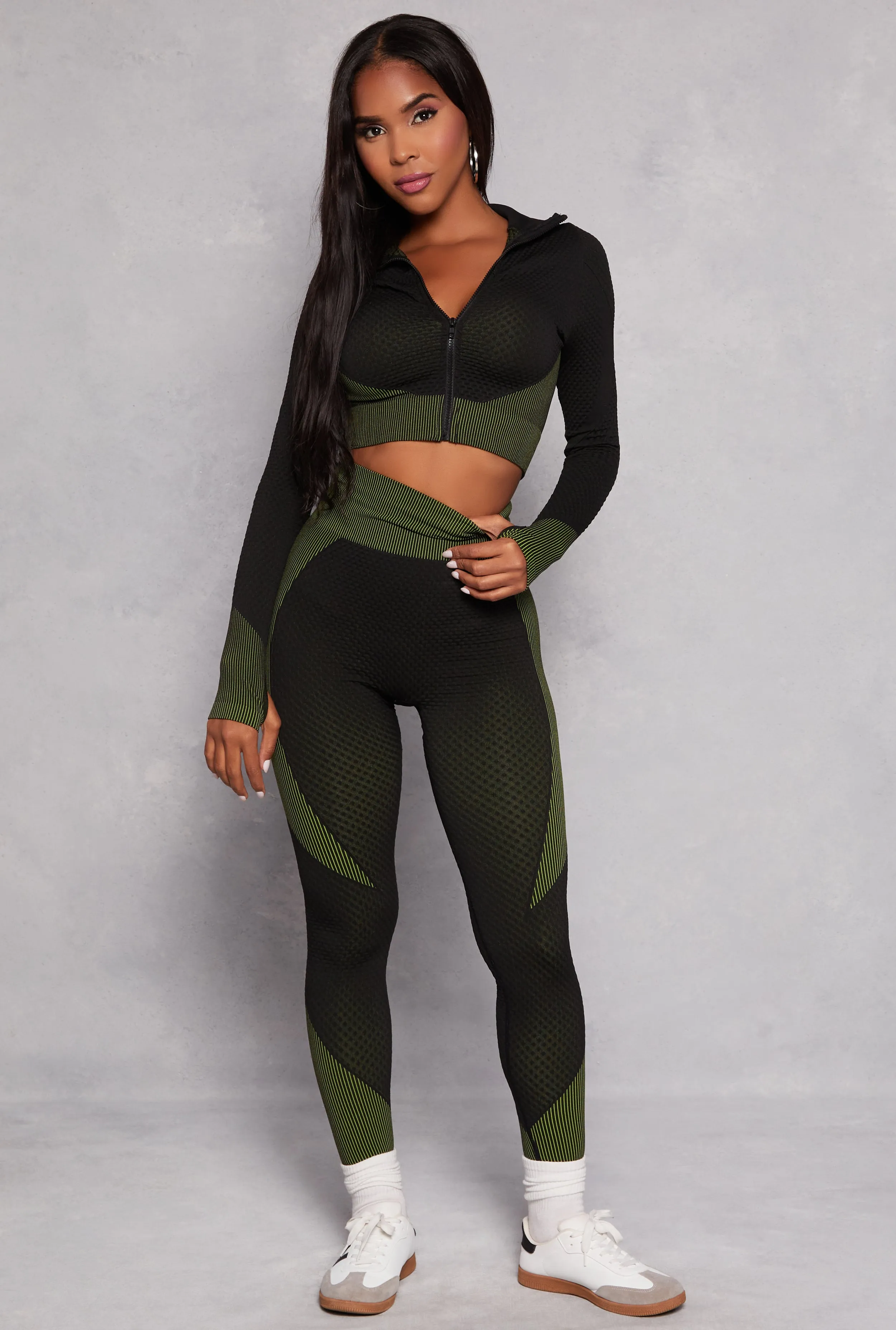 Seamless Textured Knit Zip Front Track Jacket sold by Rainbow product image thumbnail 2