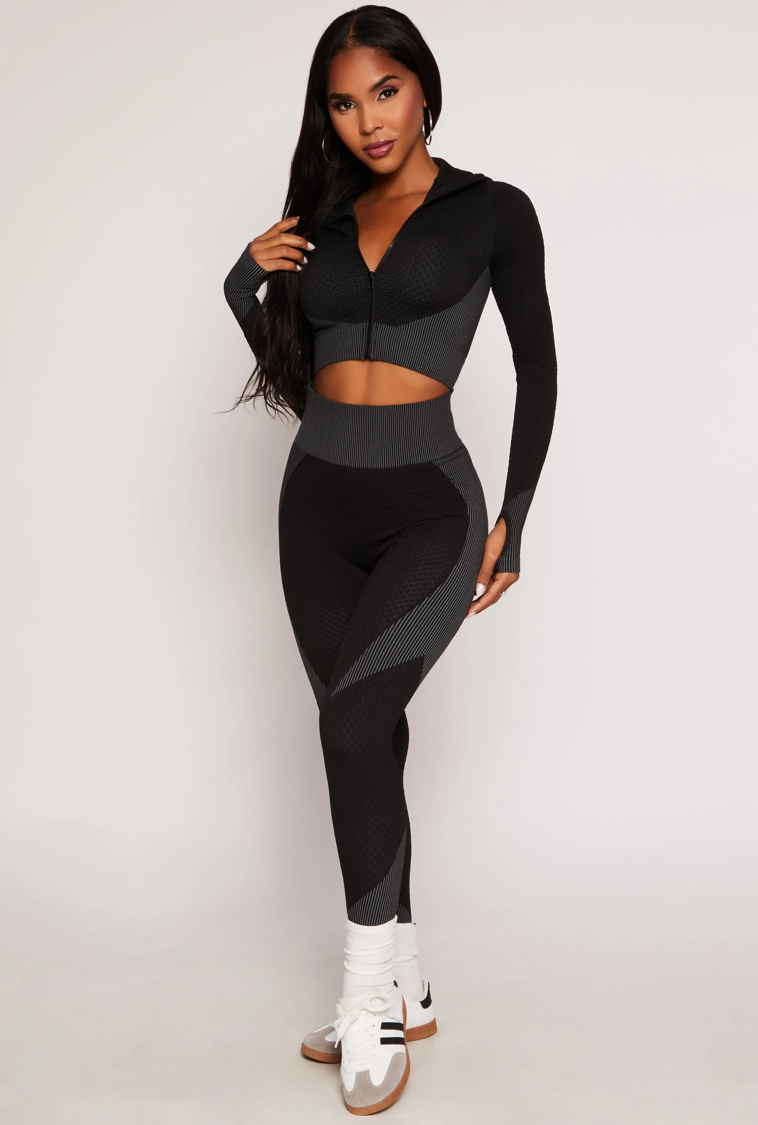 Seamless Textured Knit Zip Front Track Jacket sold by Rainbow product image thumbnail 2