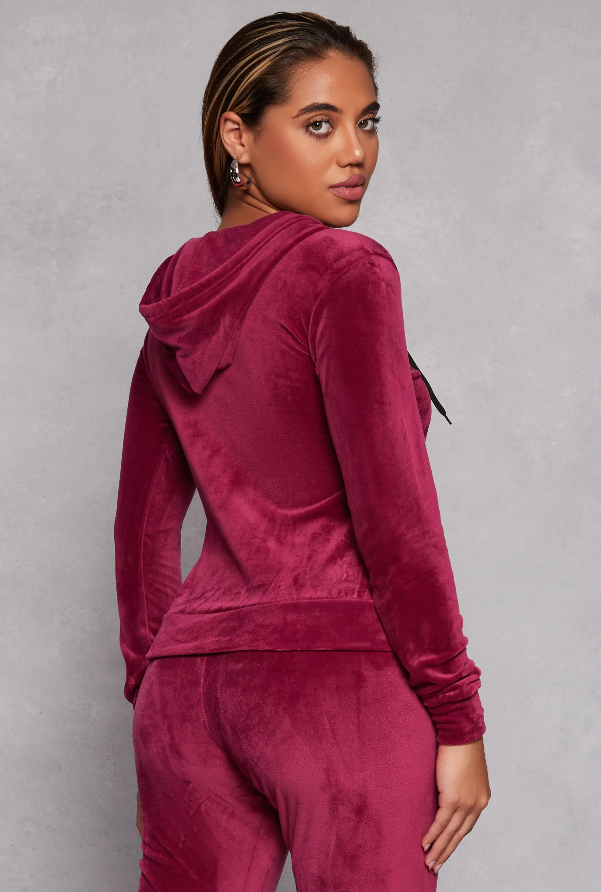 Velour Half Zip Hoodie sold by Rainbow product image thumbnail 3