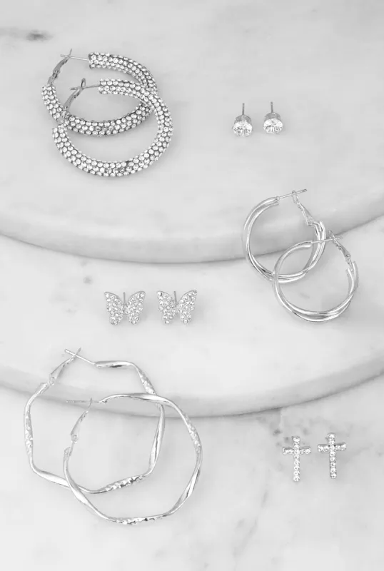 Assorted Stud and Hoop Earrings Set of 6 sold by Rainbow