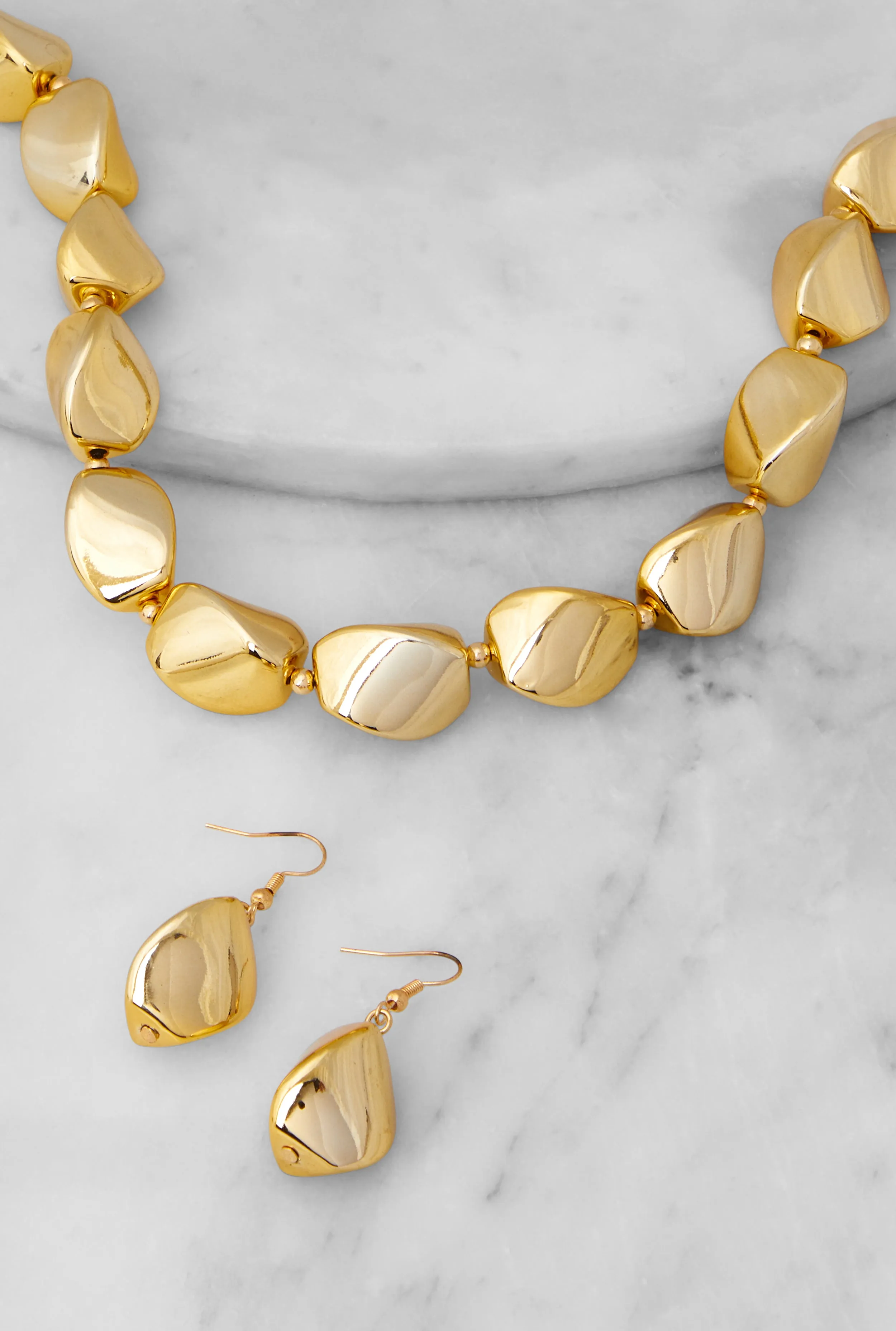 Metallic Chunky Beaded Necklace and Drop Earrings sold by Rainbow product image thumbnail 2