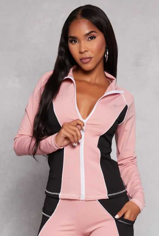 Color Block Contrast Piping Track Jacket sold by Rainbow