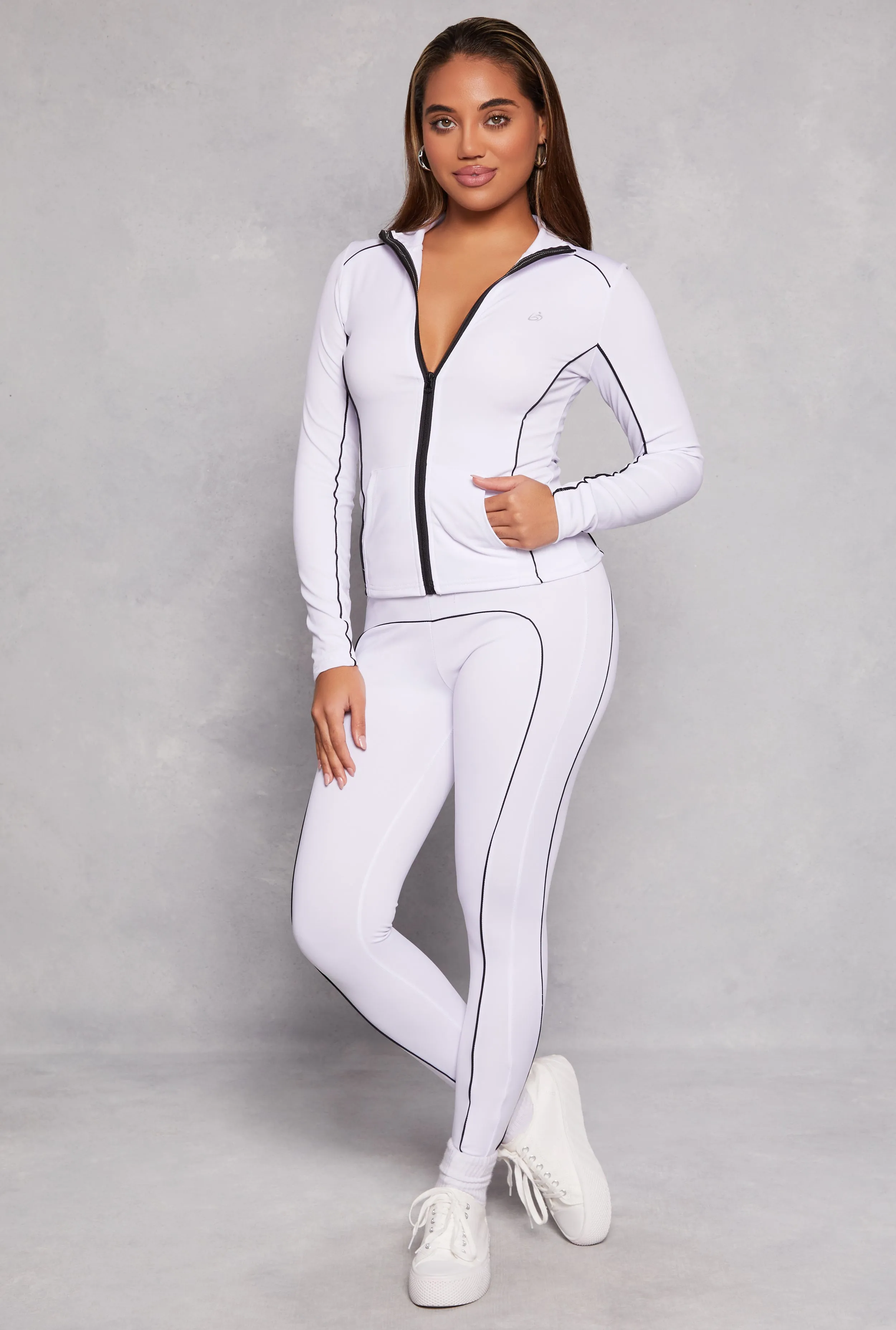 Contrast Piping Wide Waist Active Leggings sold by Rainbow