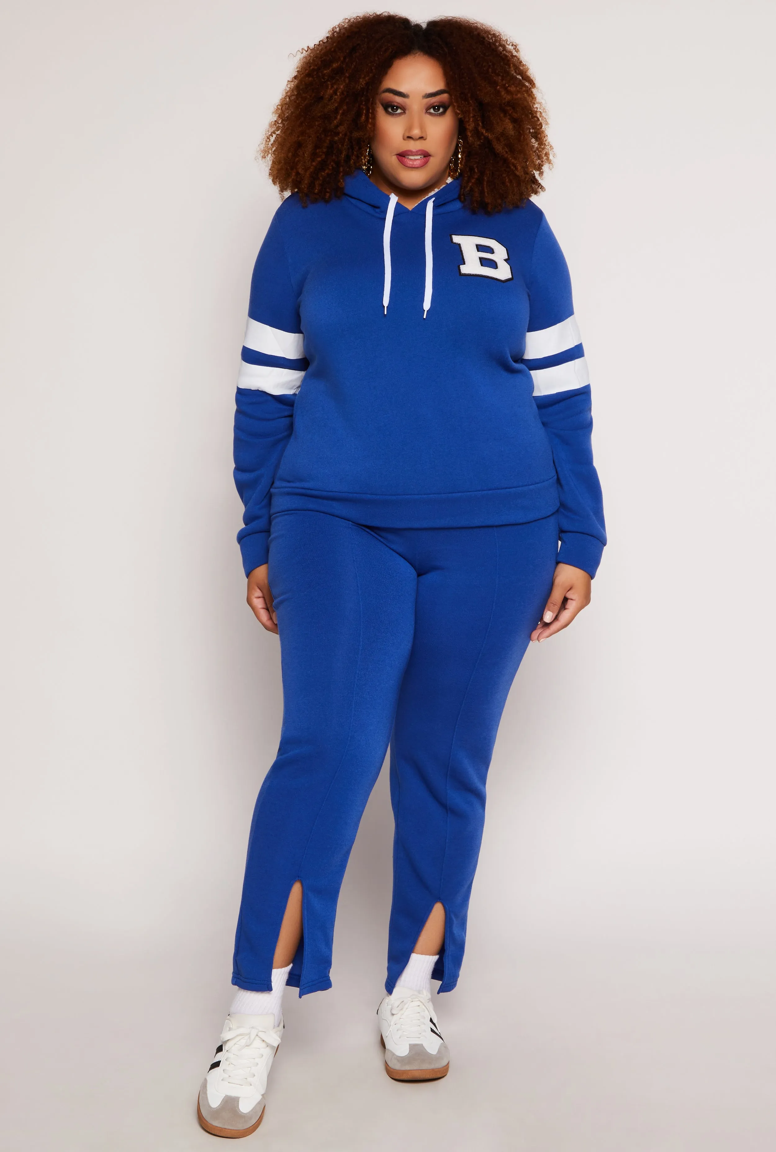 Plus Size B Initial Chenille Patch Pullover Hoodie sold by Rainbow product image thumbnail 2