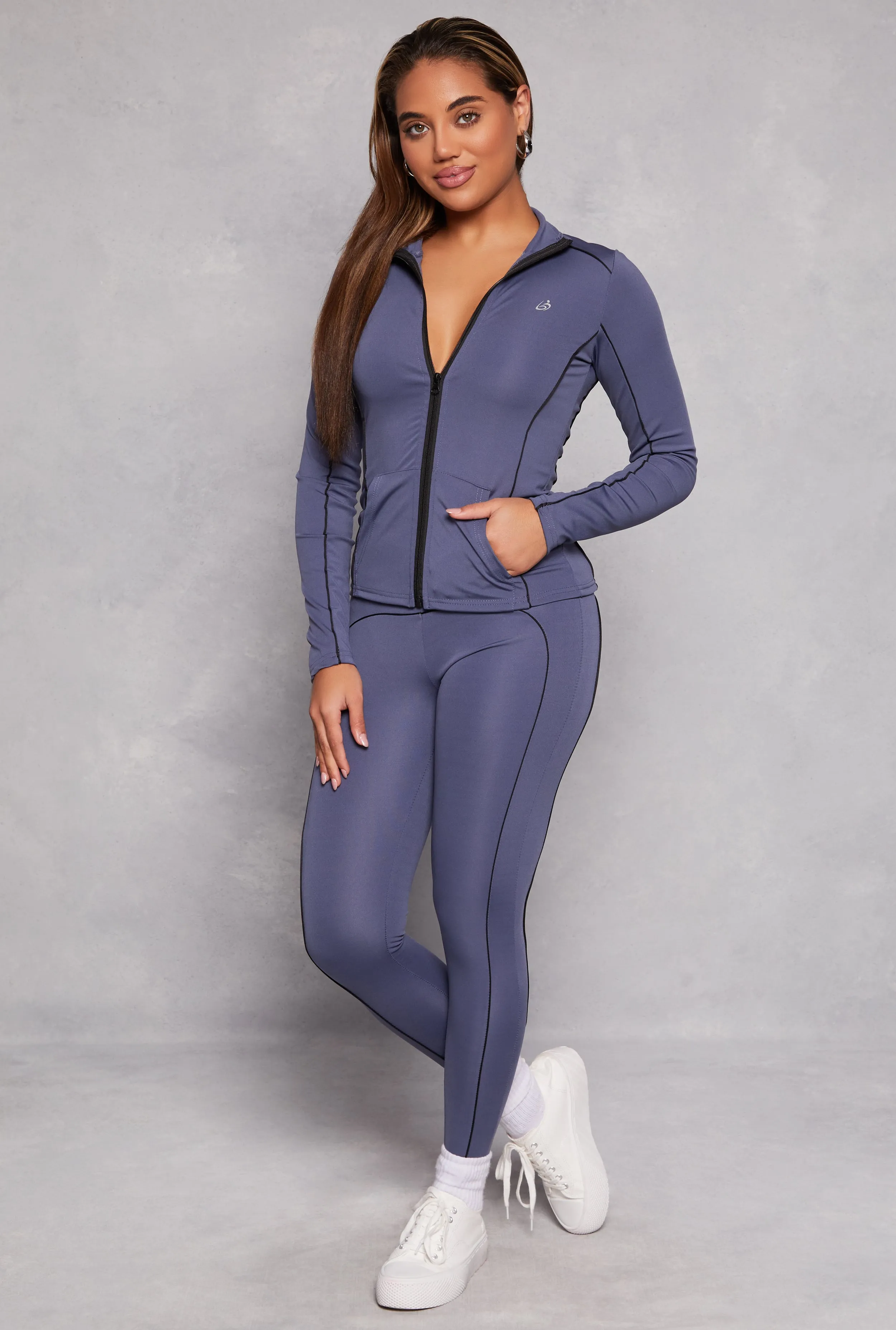 Contrast Piping Wide Waist Active Leggings sold by Rainbow