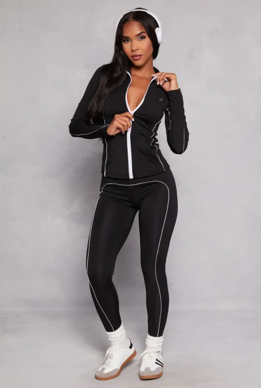 Contrast Piping Wide Waist Active Leggings sold by Rainbow