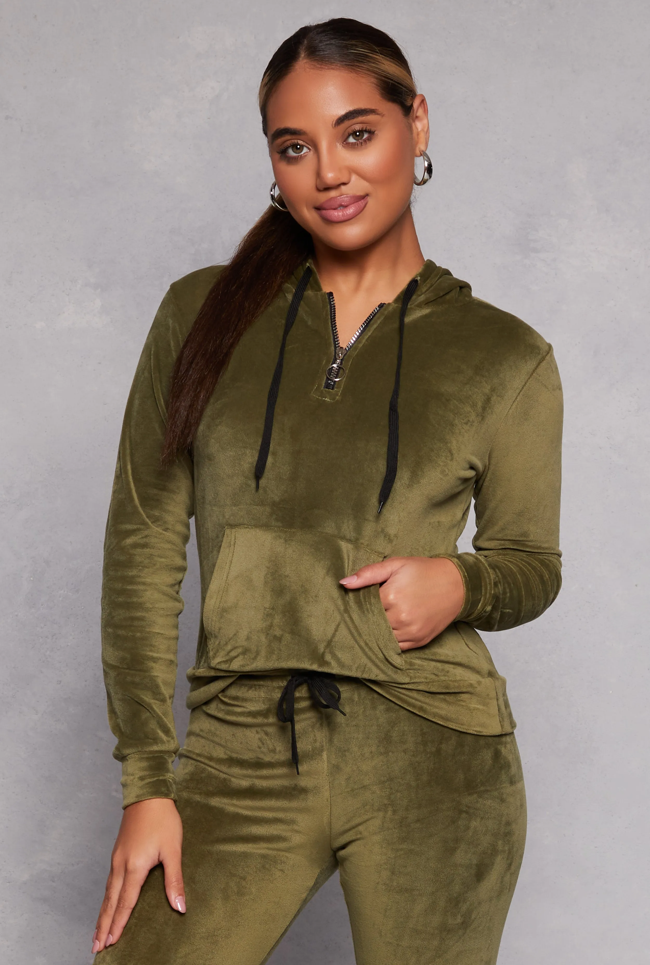 Velour Half Zip Hoodie sold by Rainbow