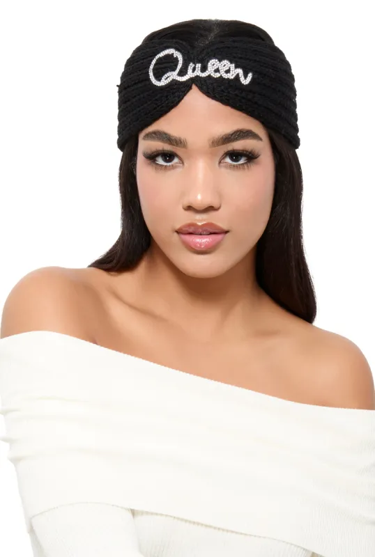 Queen Rhinestone Crochet Headband sold by Rainbow