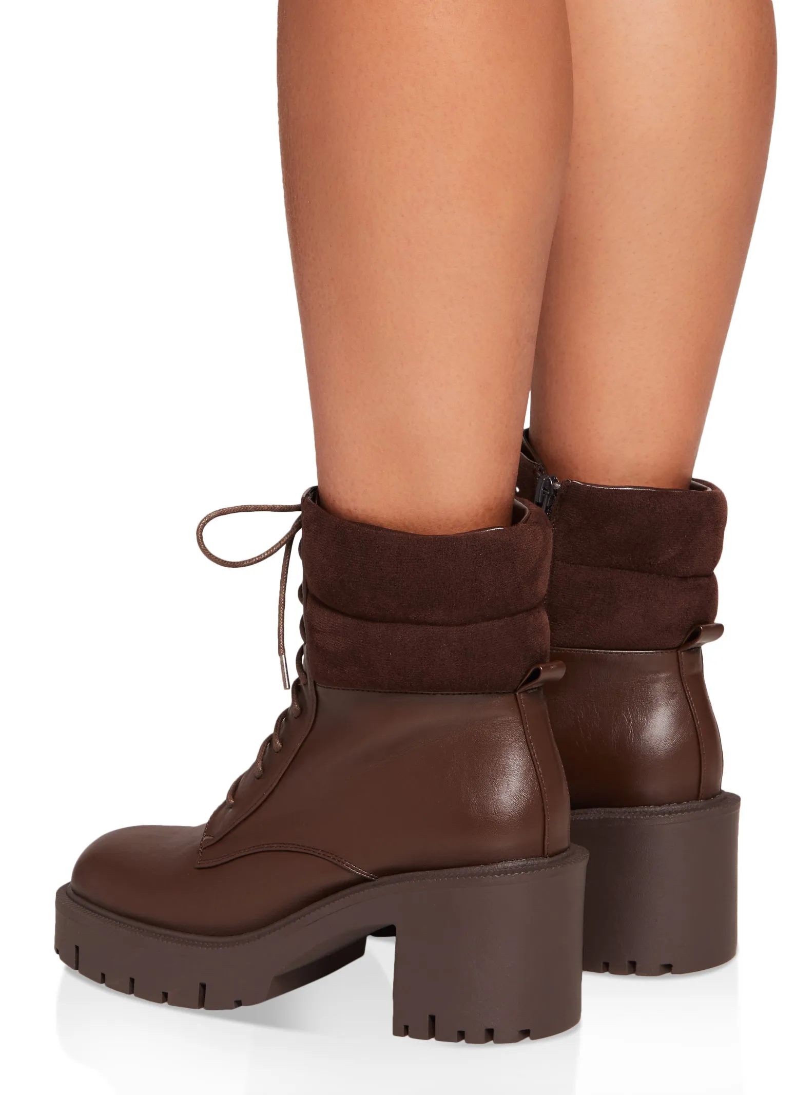 Lace Up Lug Sole Chunky Heel Combat Boots sold by Rainbow product image thumbnail 3