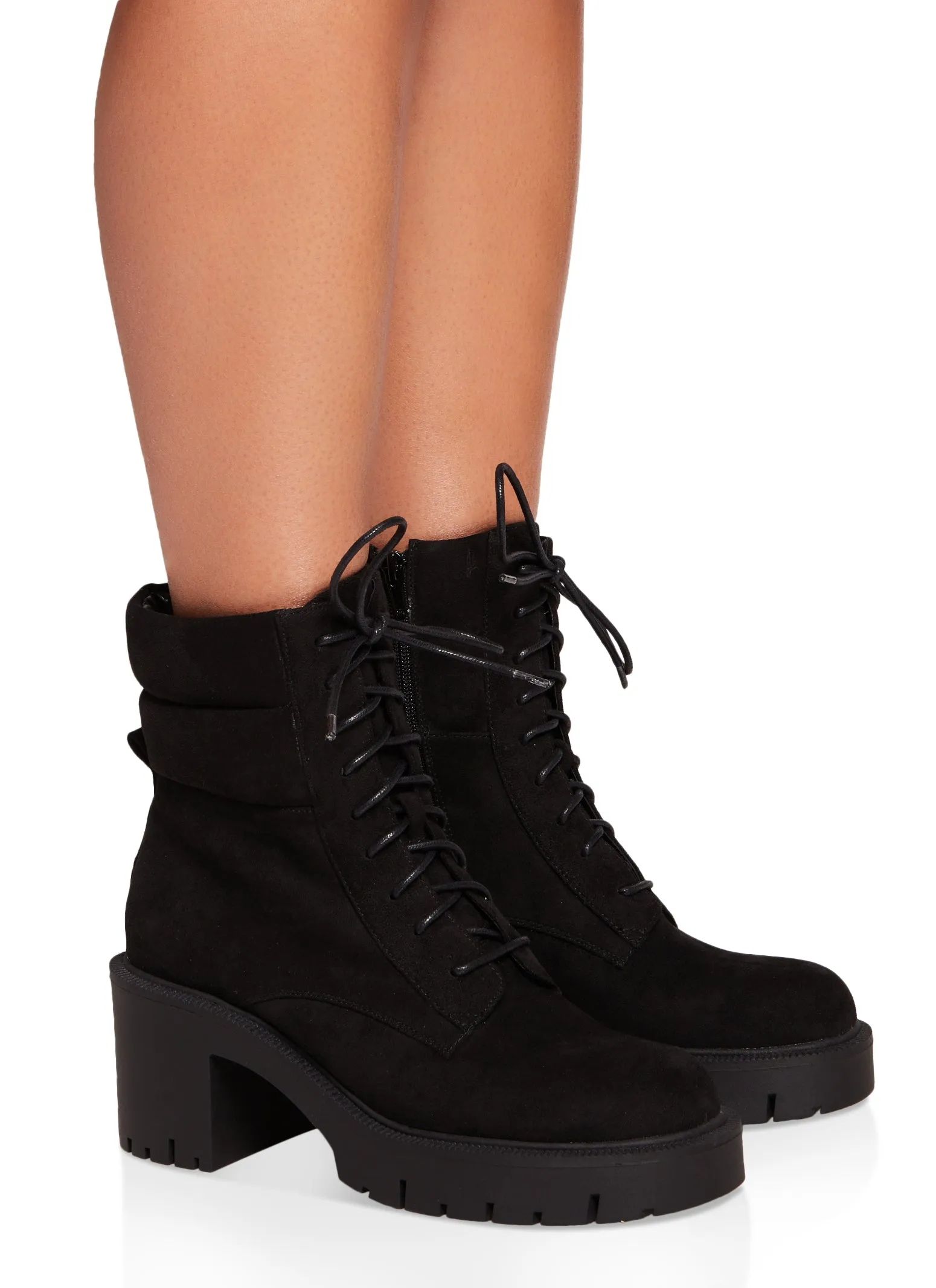 Lace Up Lug Sole Chunky Heel Combat Boots sold by Rainbow product image thumbnail 2