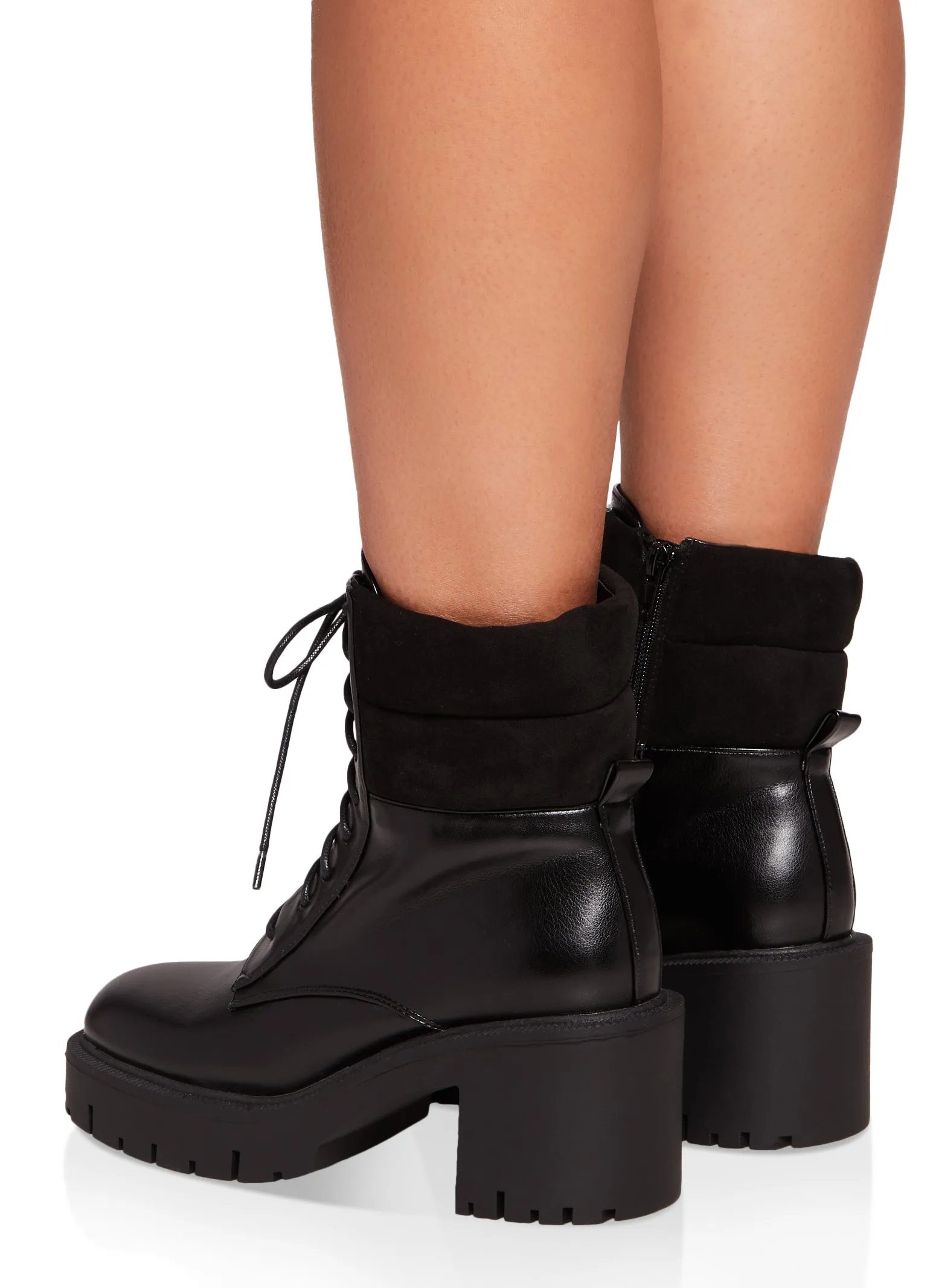 Lace Up Lug Sole Chunky Heel Combat Boots sold by Rainbow product image thumbnail 3