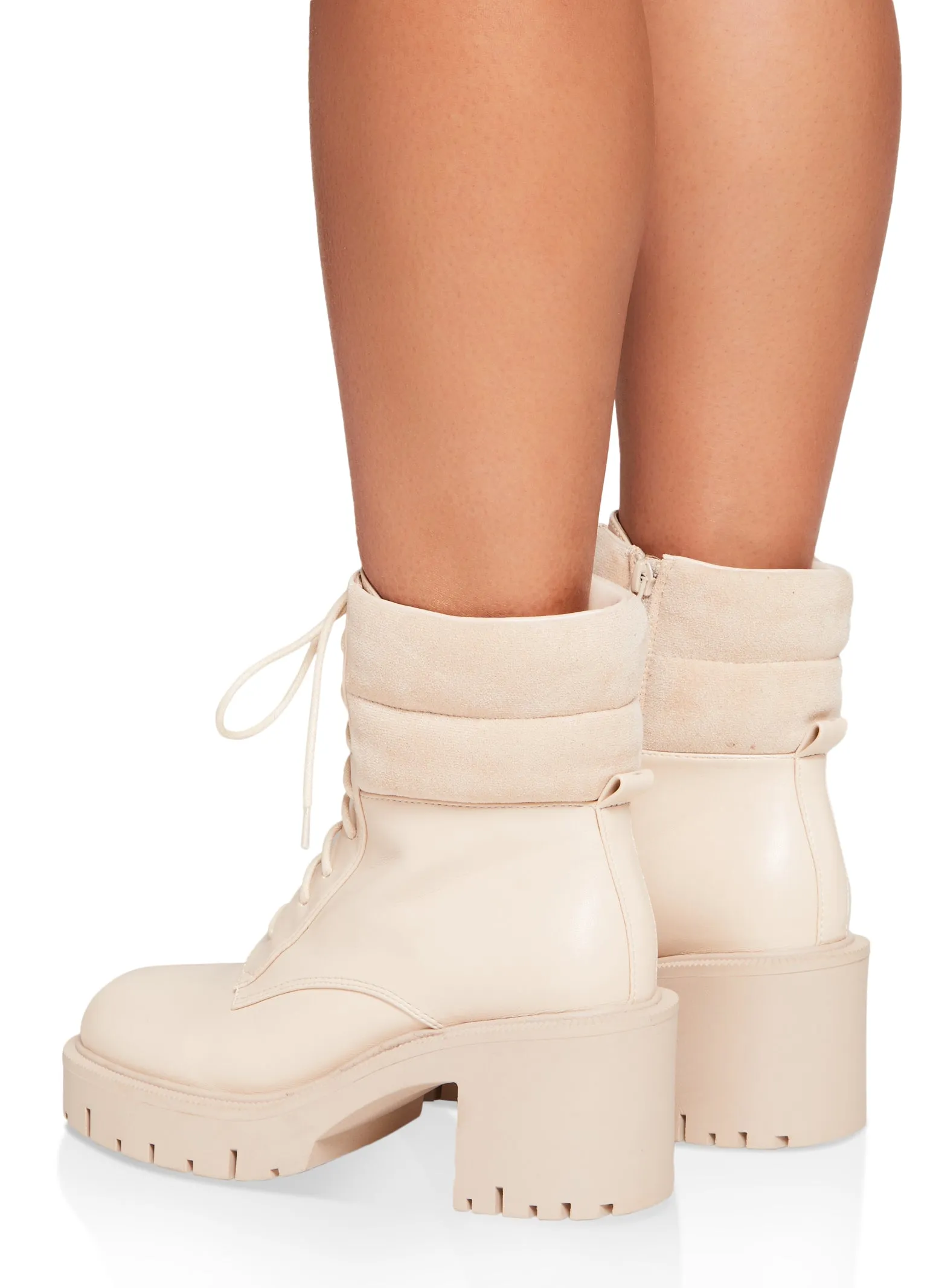 Lace Up Lug Sole Chunky Heel Combat Boots sold by Rainbow product image thumbnail 3