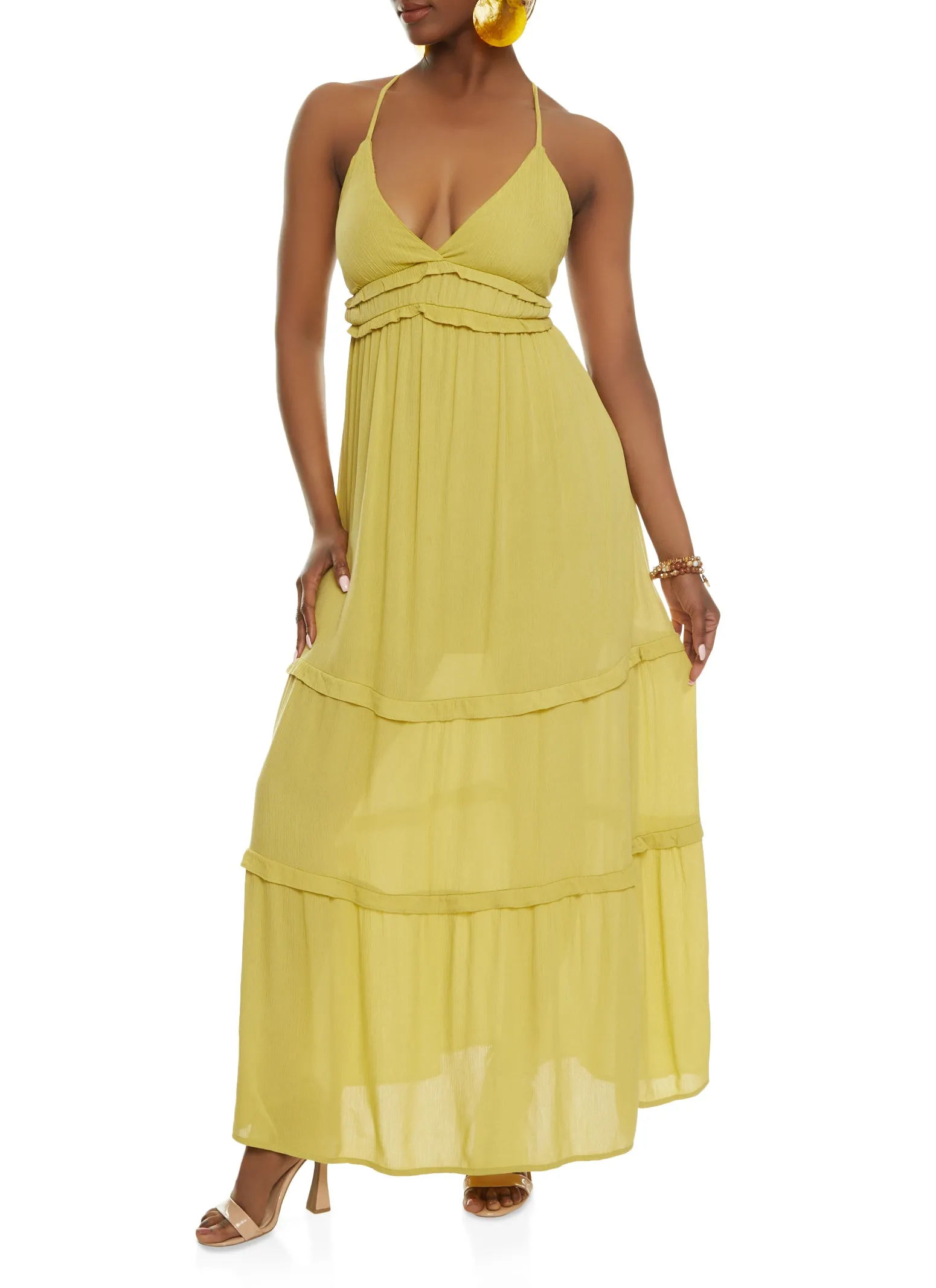 Sleeveless Tiered Empire Waist Maxi Dress sold by Rainbow product image thumbnail 3