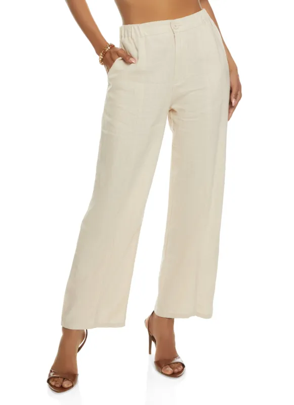 Linen Pintuck Wide Leg Pants sold by Rainbow