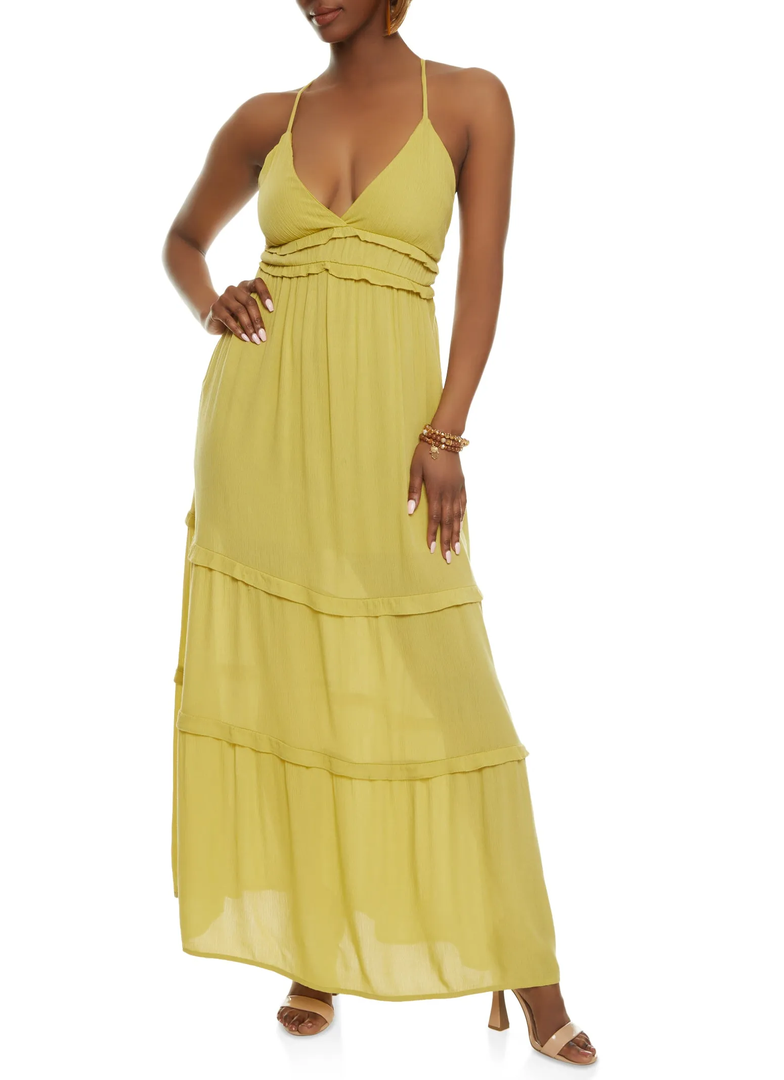 Sleeveless Tiered Empire Waist Maxi Dress sold by Rainbow product image thumbnail 2