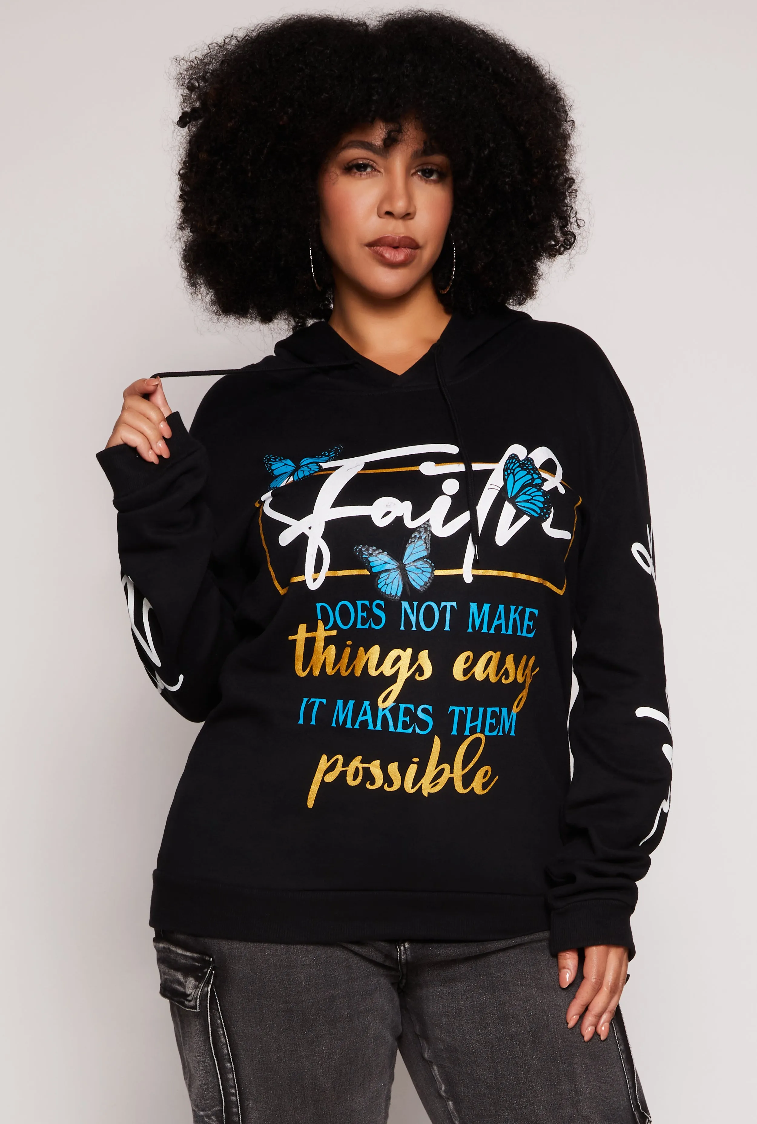 Plus Size Faith Graphic Pullover Hoodie sold by Rainbow