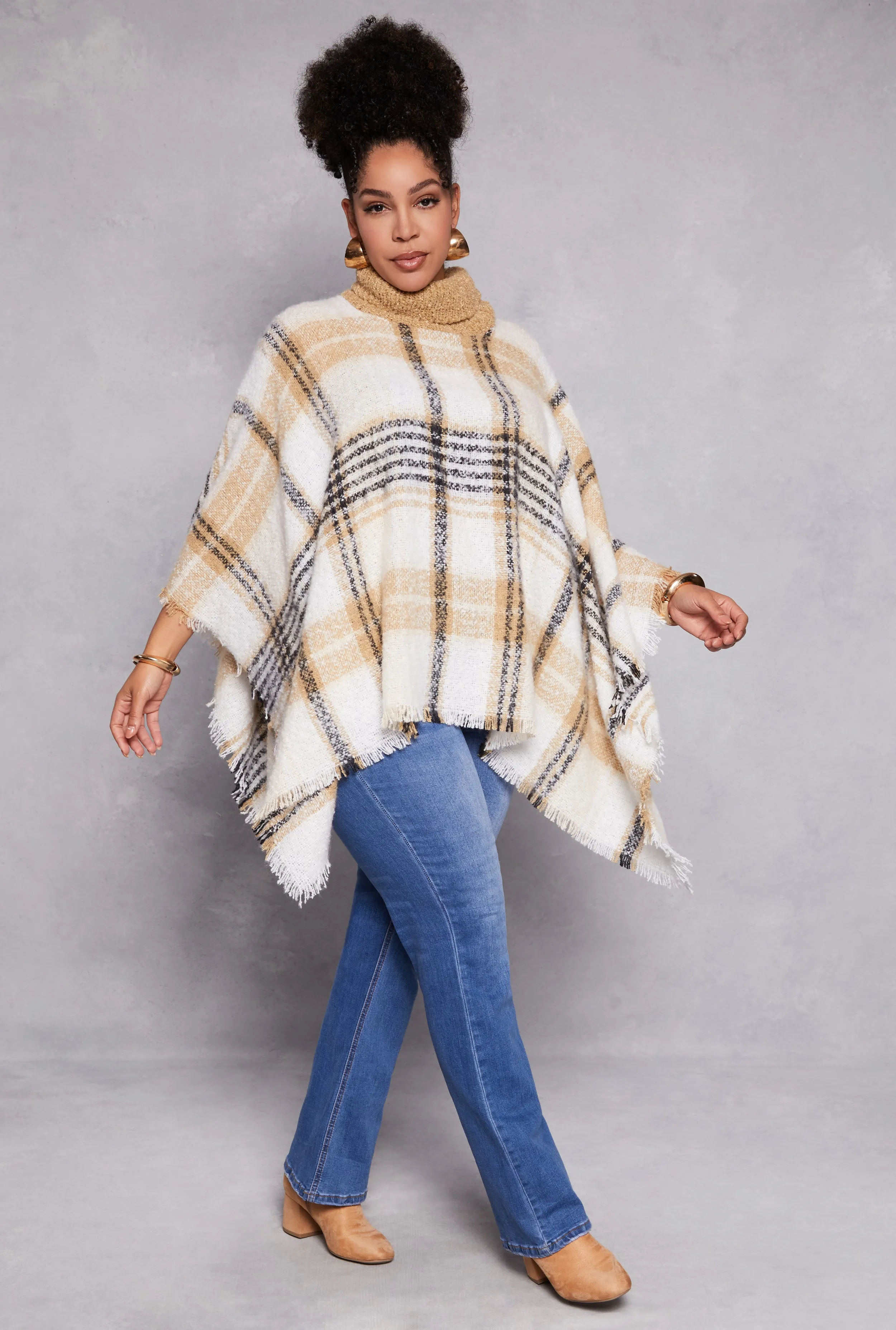 Bocule Plaid Turtleneck Poncho sold by Rainbow product image thumbnail 2