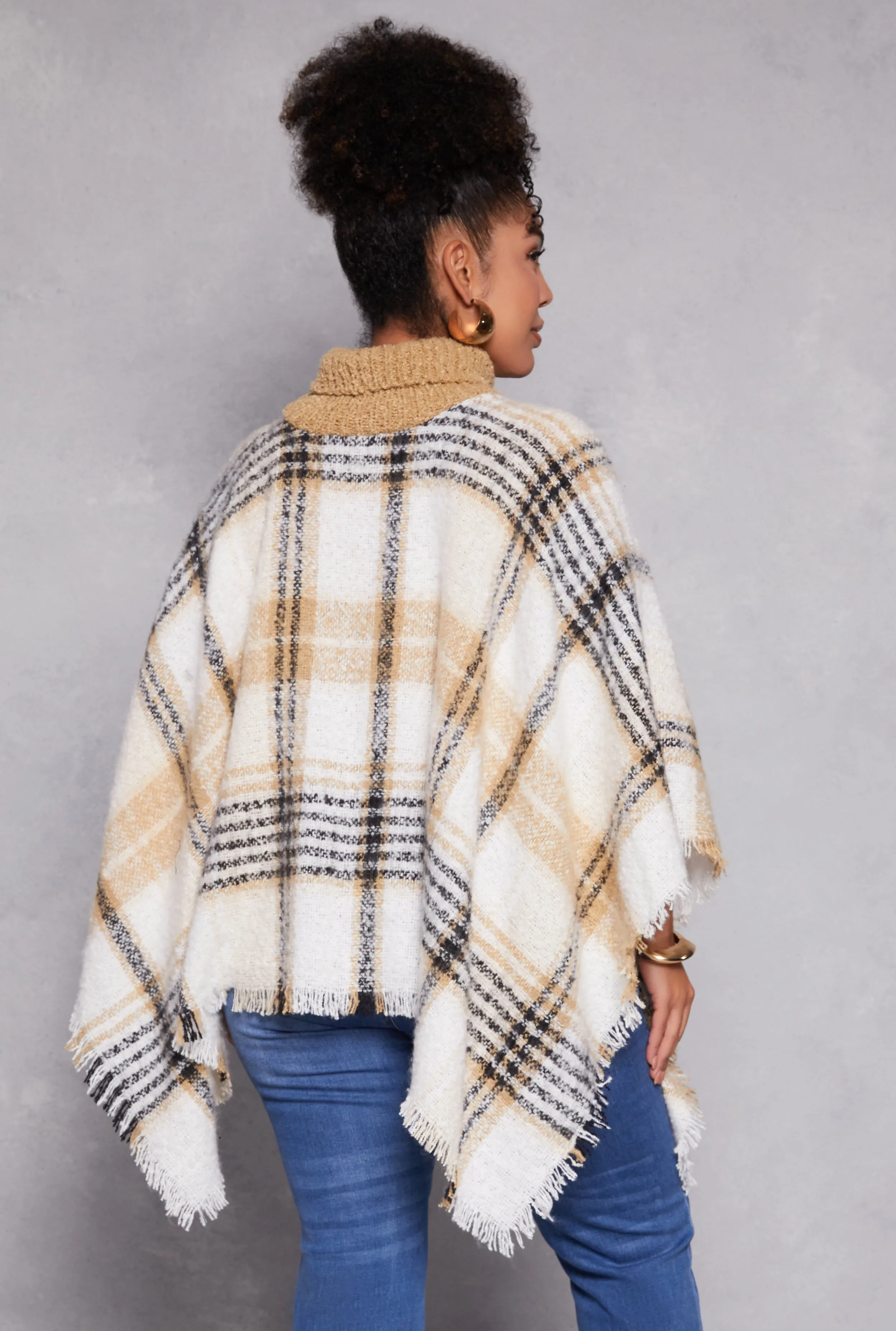 Bocule Plaid Turtleneck Poncho sold by Rainbow product image thumbnail 3