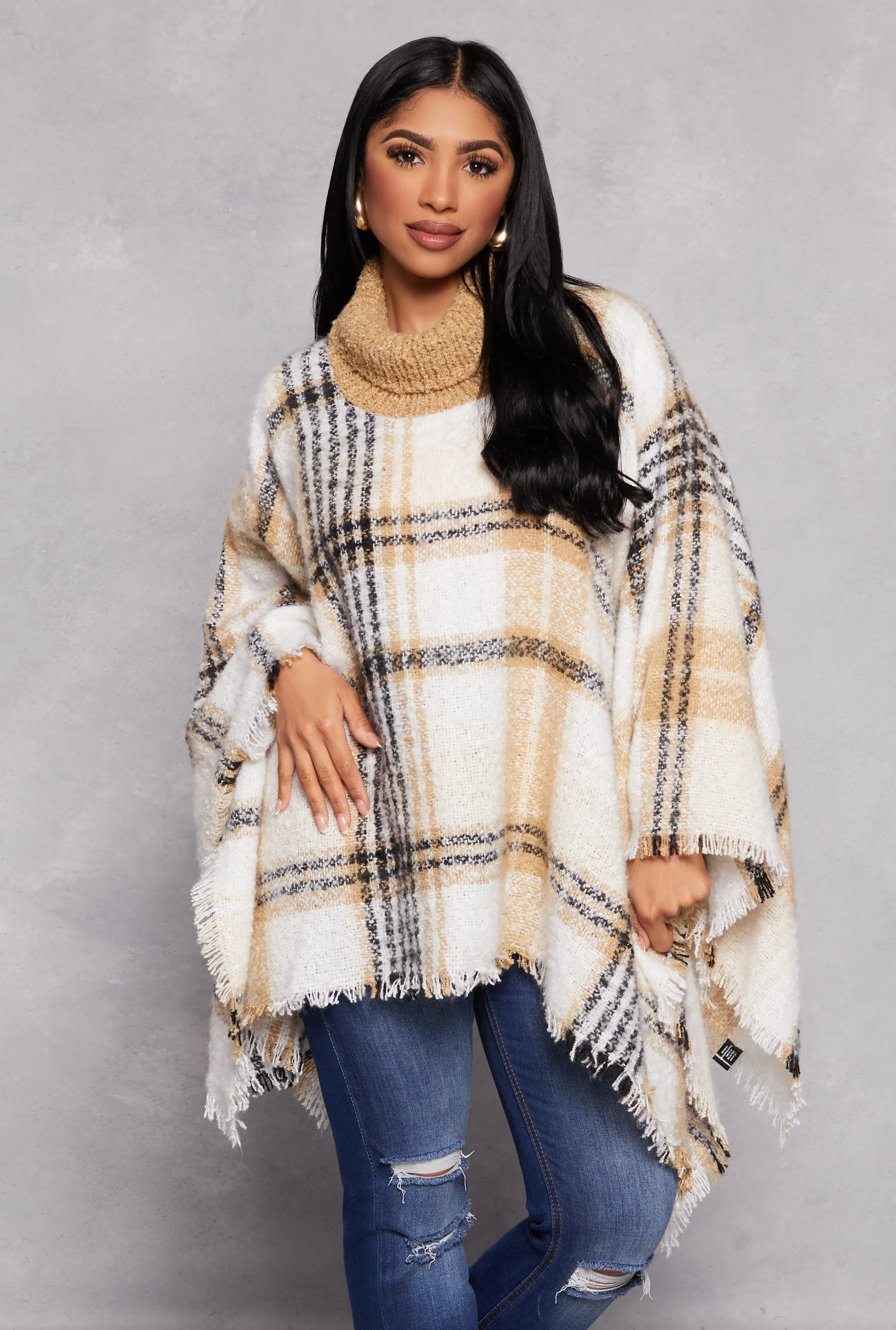 Bocule Plaid Turtleneck Poncho sold by Rainbow product image thumbnail 5