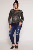 Plus Size Geometric Rhinestone Studded Top sold by Rainbow