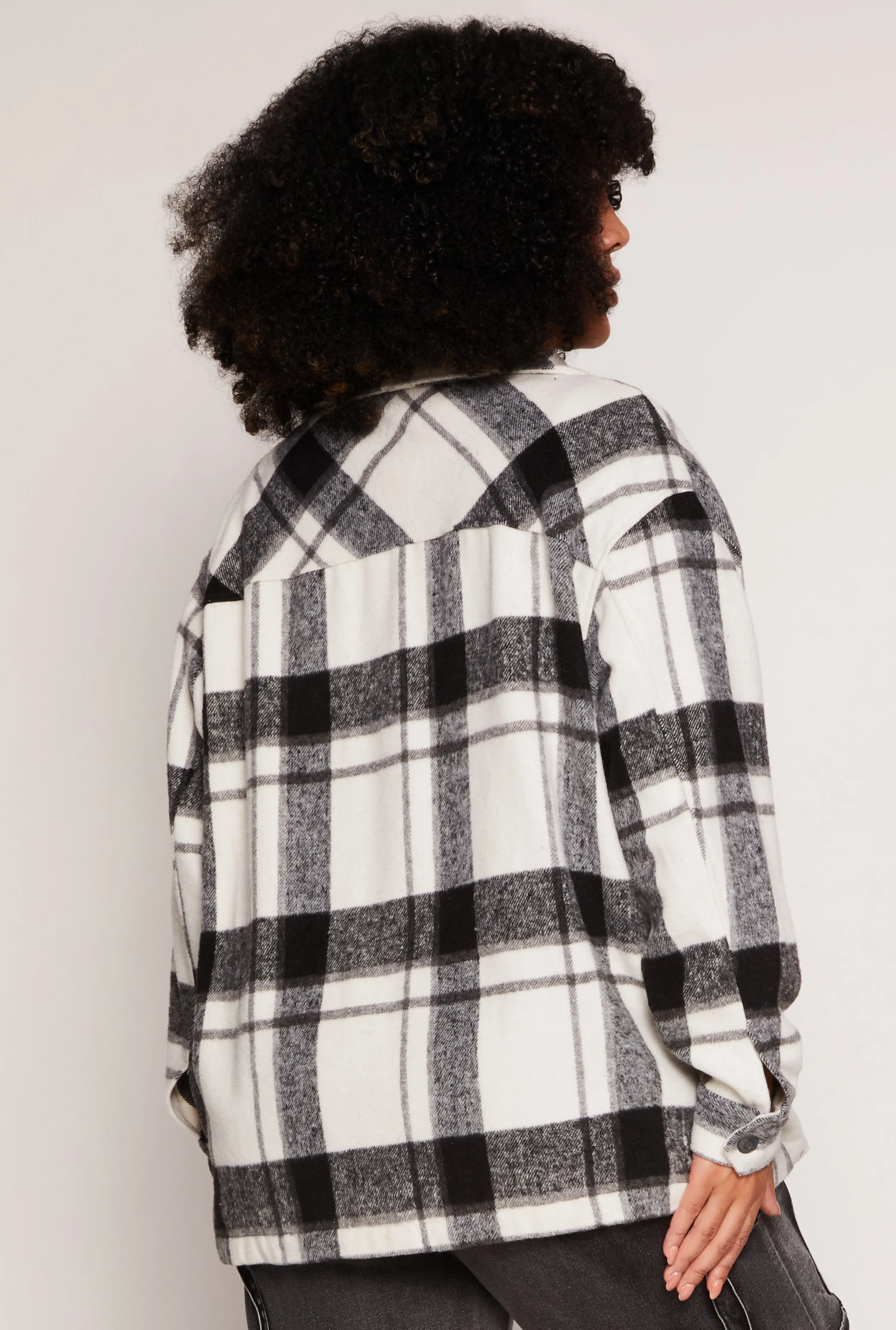 Plus Size Brushed Knit Plaid Shacket sold by Rainbow product image thumbnail 3