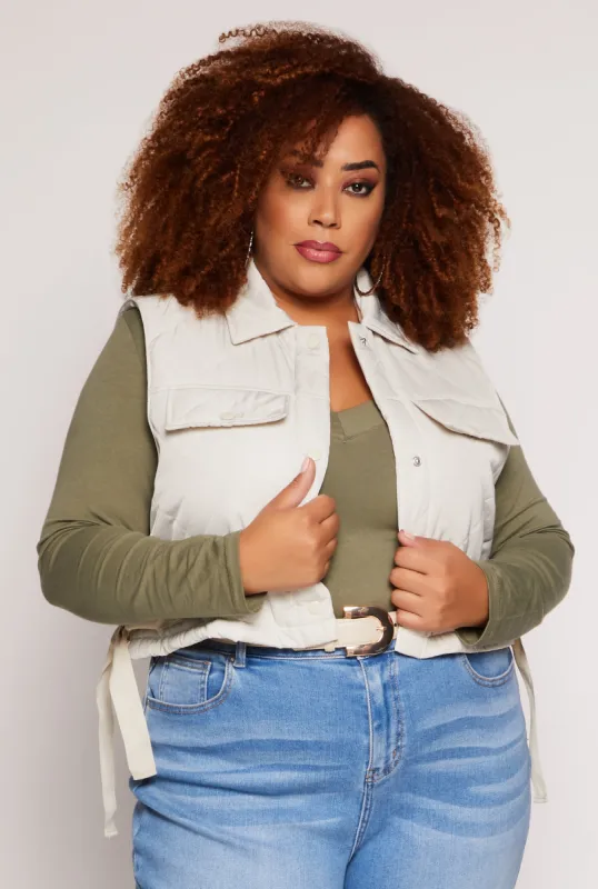 Plus Size Almost Famous Quilted Cropped Vest sold by Rainbow
