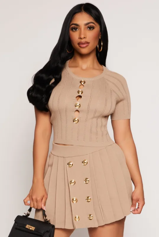 Faux Button Detail Cut Out Top sold by Rainbow