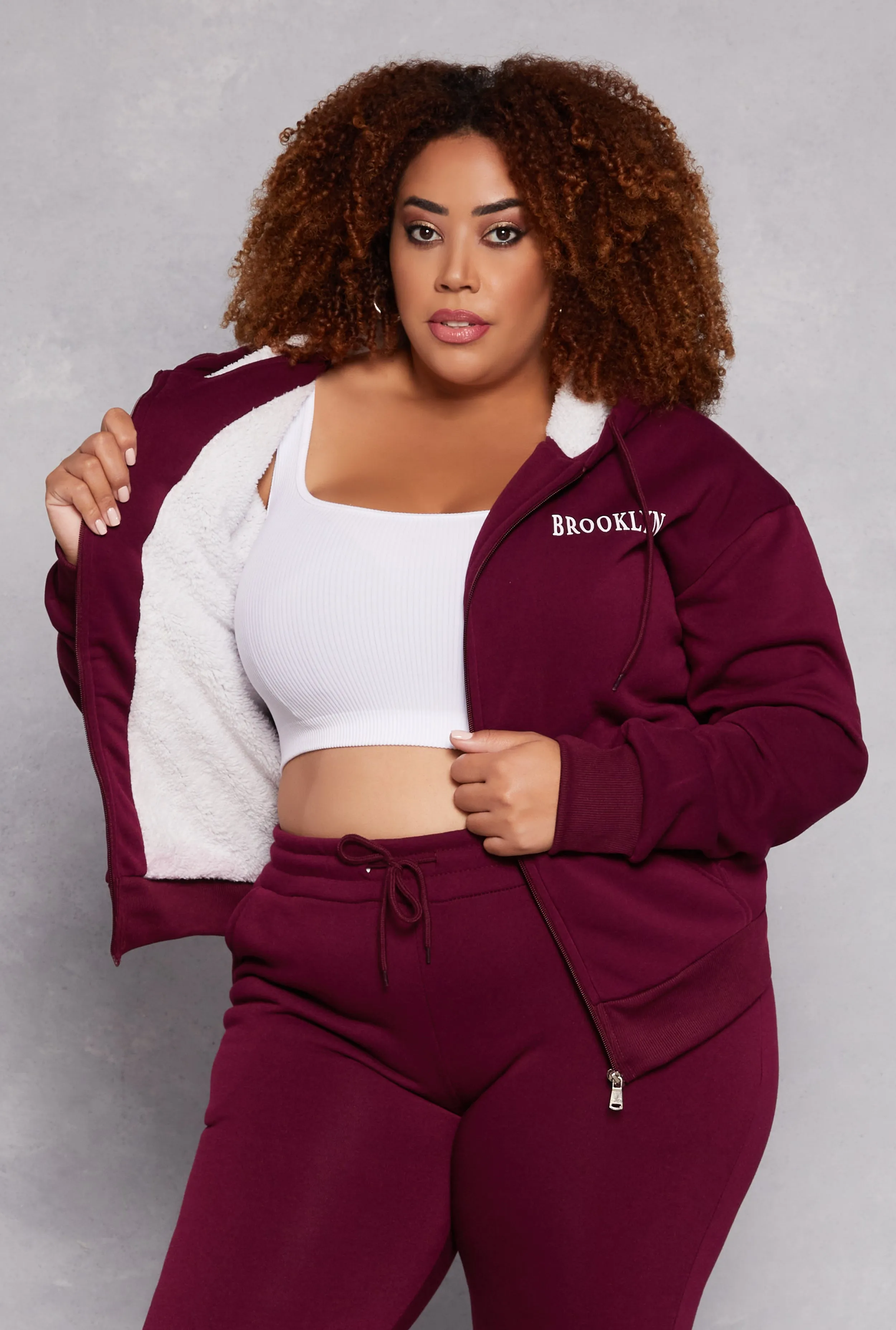 Plus Size City Graphic Zip Front Hoodie sold by Rainbow