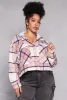 Plus Size Spoon Jeans Plaid Hooded Crop Shacket sold by Rainbow