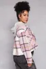 Plus Size Spoon Jeans Plaid Hooded Crop Shacket sold by Rainbow