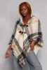 Boucle Plaid Toggle Button Poncho sold by Rainbow